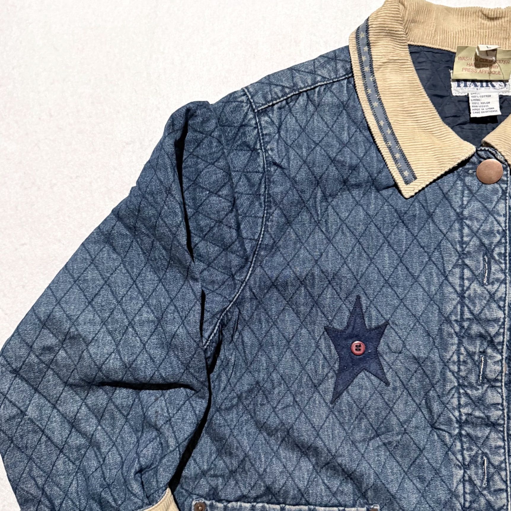 Denime VINTAGE Haik's Quilted Denim Patchwork Jacket Women's Blue Long Sleeve XL Jacket Blue Women Quilted Patchwork Denim USA Christmas Size XL / US 12-14 / IT 48-50 - 4 Thumbnail
