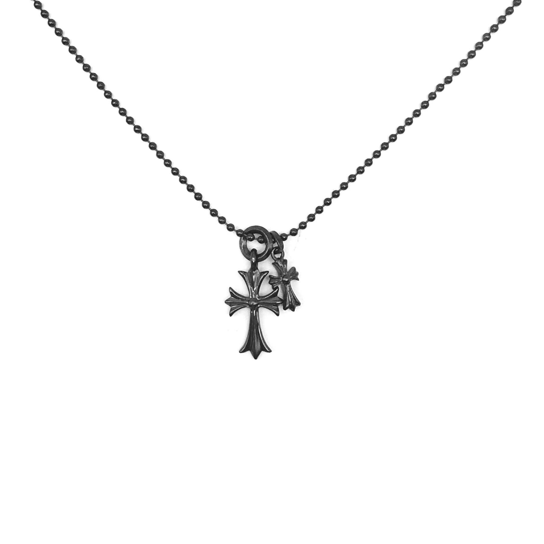 Chrome Hearts Black&Sliver Cross Pendant Necklace