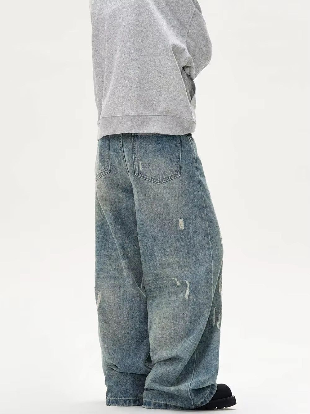 Japanese Brand × Jean Vintage Washed Blue Wide Leg Pants Size US 28 / EU 44 - 2 Thumbnail