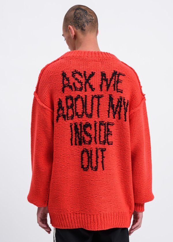 Doublet Hand Knit Jacquard Pullover Sweater - Red 🤡 Size US M / EU 48-50 / 2 - 3 Thumbnail