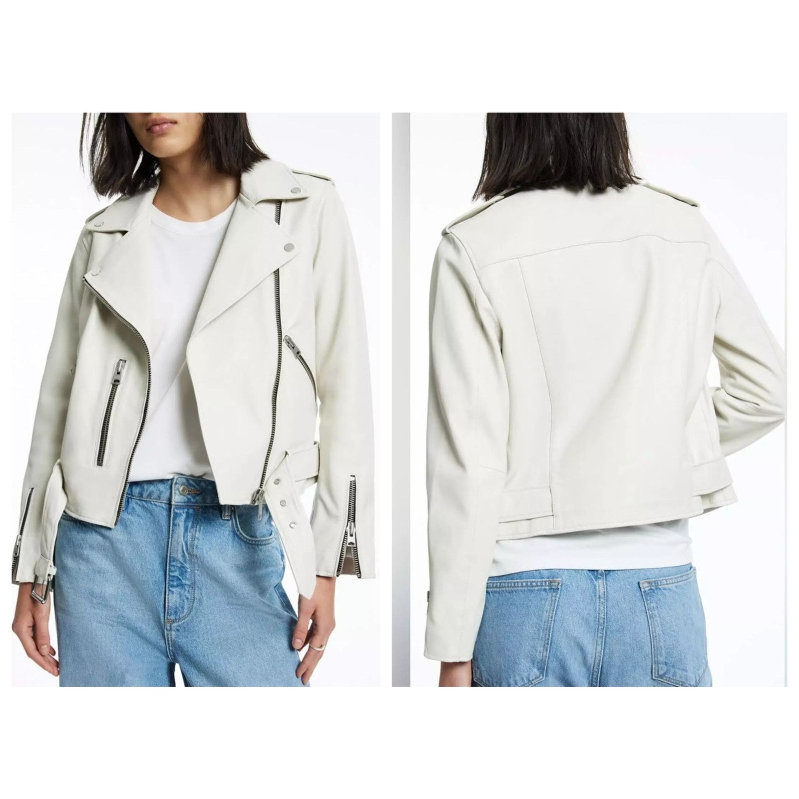 Allsaints AllSaints Belfern Leather Biker Jacket Size US/4 Size S / US 4 / IT 40 - 1 Thumbnail