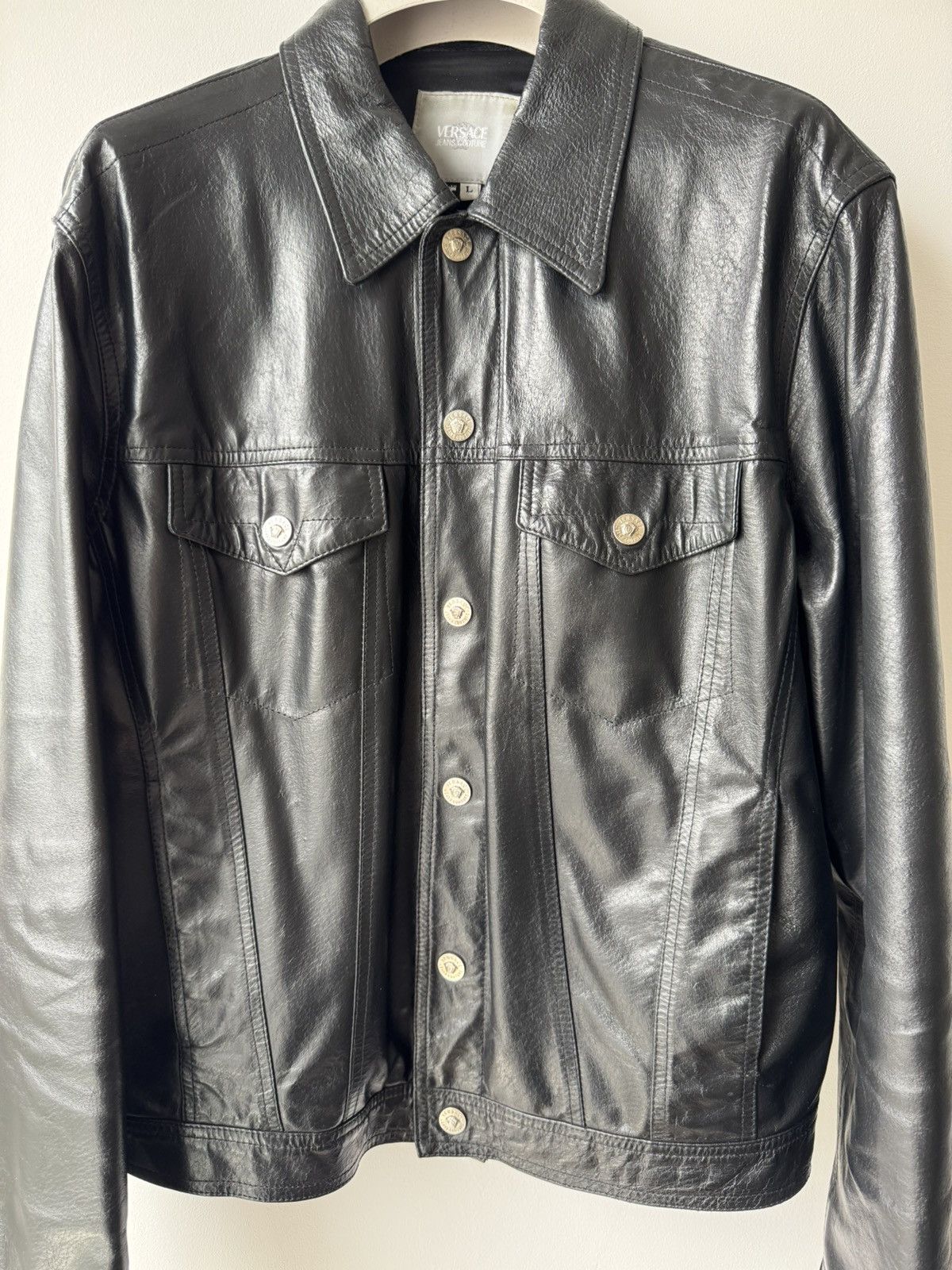 Versace Jeans Couture Versace Jeans Couture Vintage Men's Black Leather Jacket Size US L / EU 52-54 / 3 - 3 Thumbnail