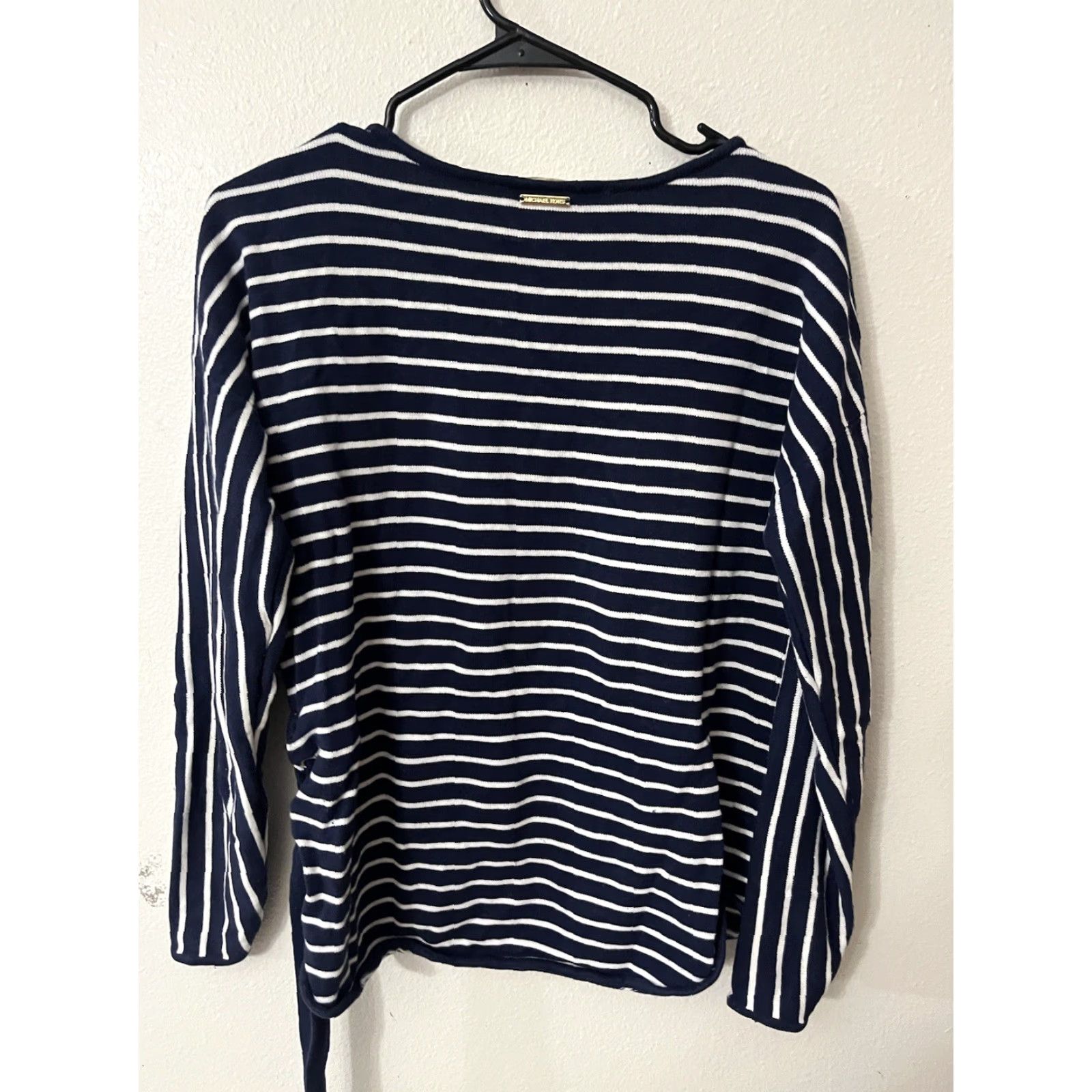 Michael Kors Michael Kors Womens Small Striped Sweater Zip Neck Blue Black White Size S / US 4 / IT 40 - 2 Thumbnail