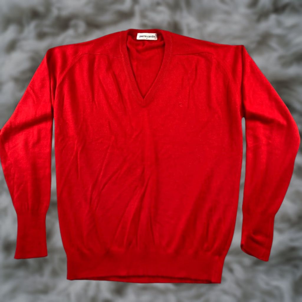 Pierre Cardin VINTAGE Pierre Cardin Men's Sweater Red L V-Neck Pullover Shirt? Size US L / EU 52-54 / 3 - 1 Thumbnail