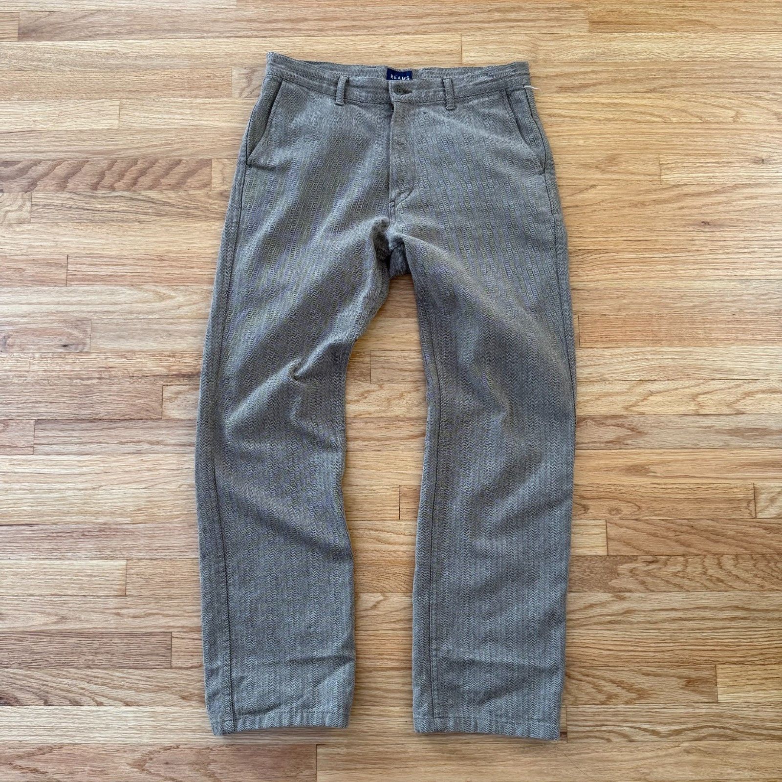 Beams Plus Beams Plus Tan Herringbone Woven Trousers Size US 32 / EU 48 - 1 Thumbnail