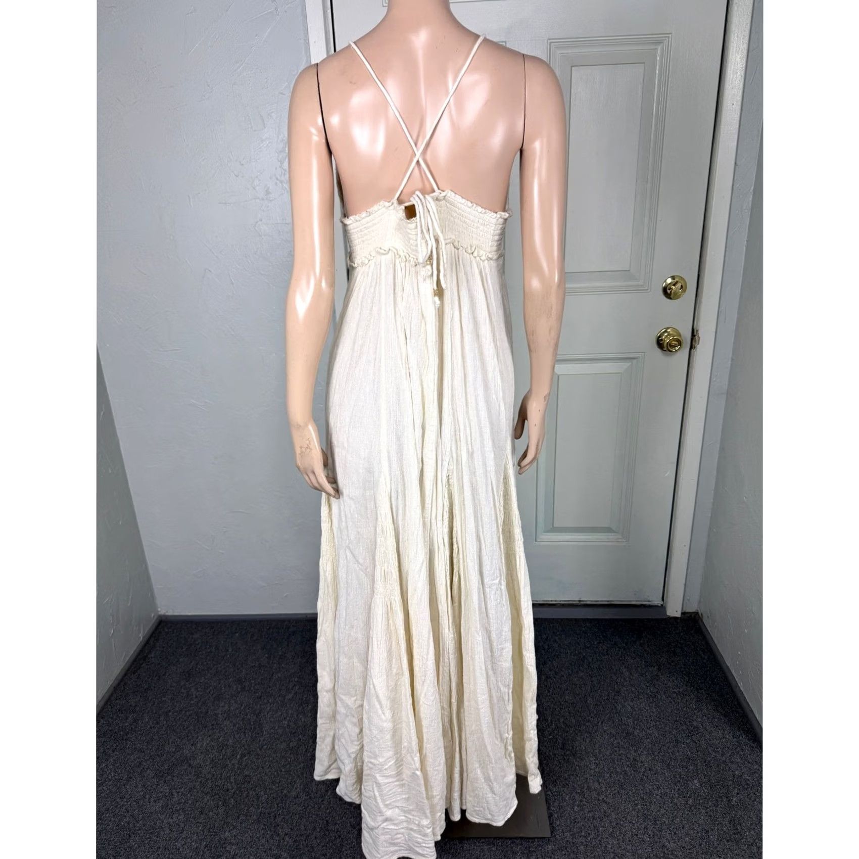 Free People Free People Dress Maxi Sleeveless Cream Cotton Bohemian V-Neck 100% Knit L Adult Womens Summer Casual NN15 Size L / US 10 / IT 46 - 5 Thumbnail