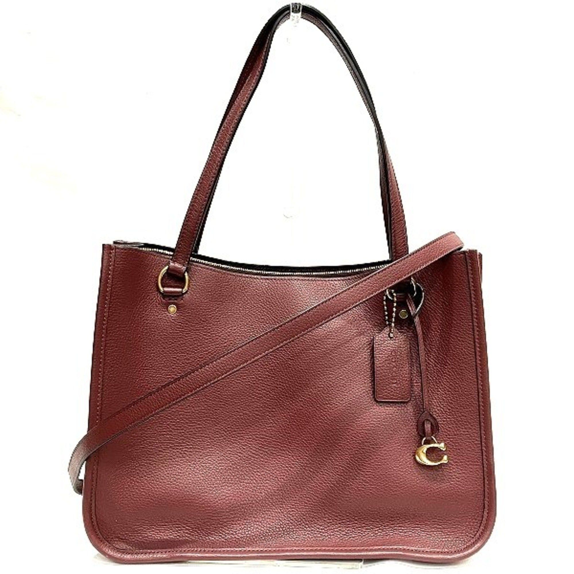 image of Coach Tyler Carriole C3768 Leather 2Way Bag Tote Shoulder Ladies in Black, Women's