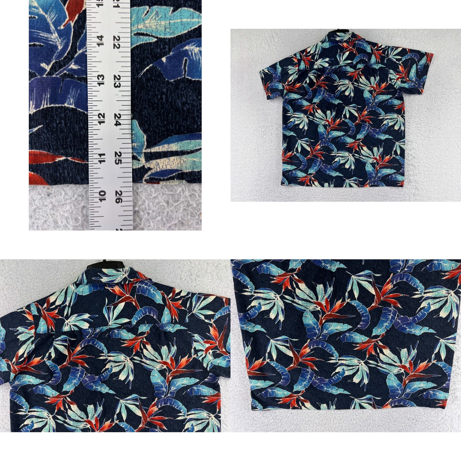 Paradise Milano Bay Shirt Men’s Blue Floral Hawaiian Resort Aloha Luau Button-Up Short Sleeve Regular Adult Large Viscoe Rayon Size US L / EU 52-54 / 3 - 9 Thumbnail