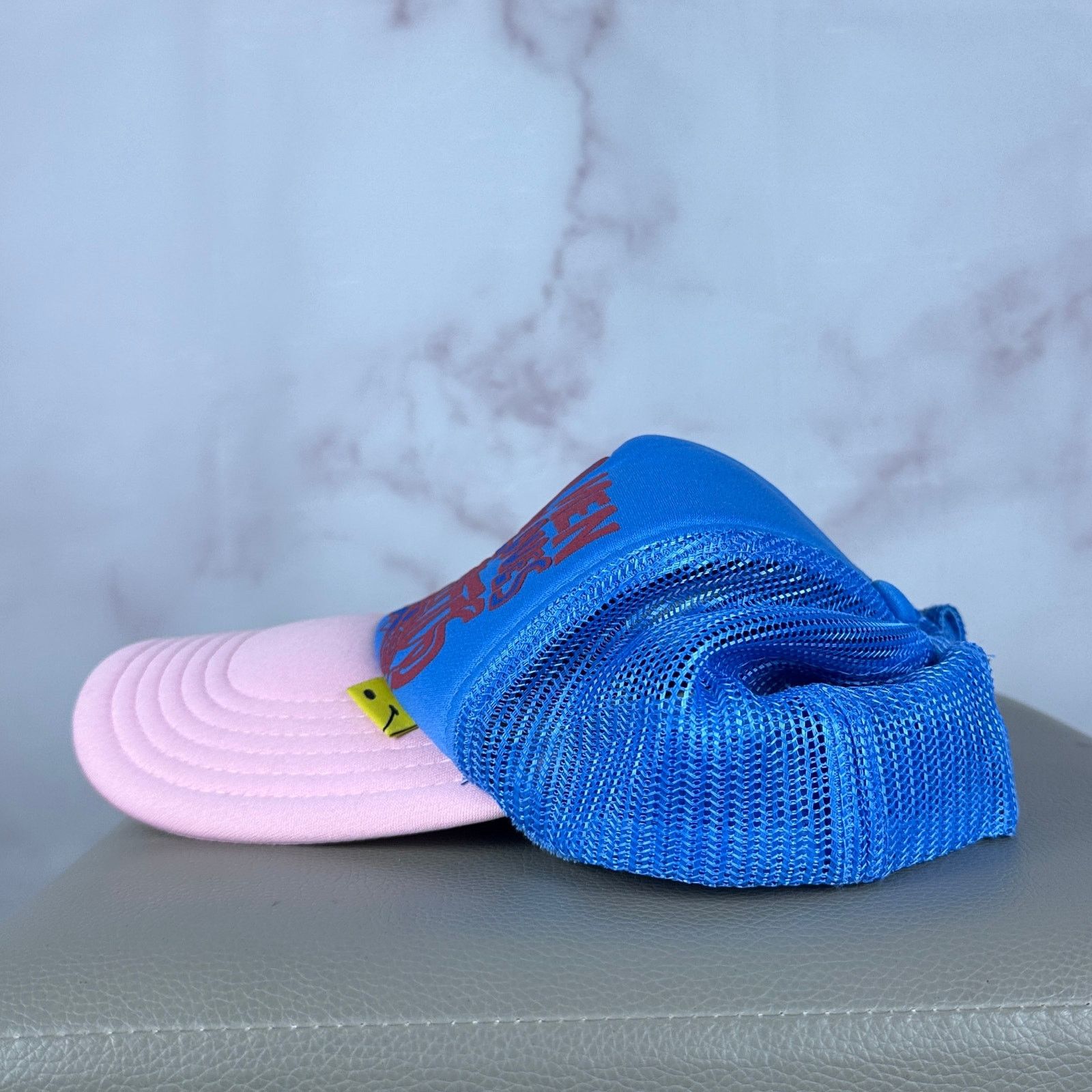 Kapital ‘Denim Men Loves Cats’ Pink/Blue Trucker Hat Size ONE SIZE - 4 Thumbnail