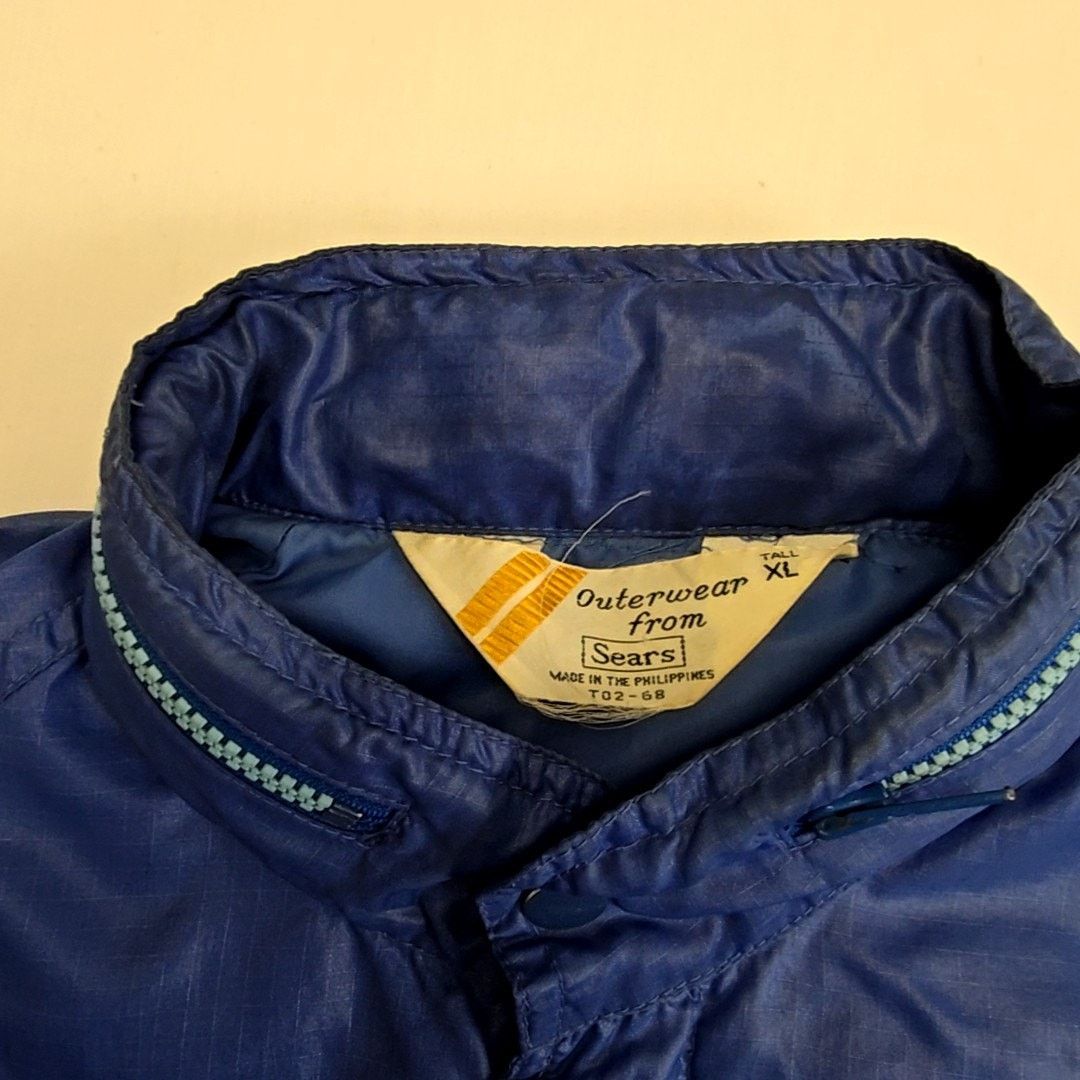Sears Vintage Sears Hooded Windbreaker Blue L Jacket 80s Size US L / EU 52-54 / 3 - 8 Thumbnail