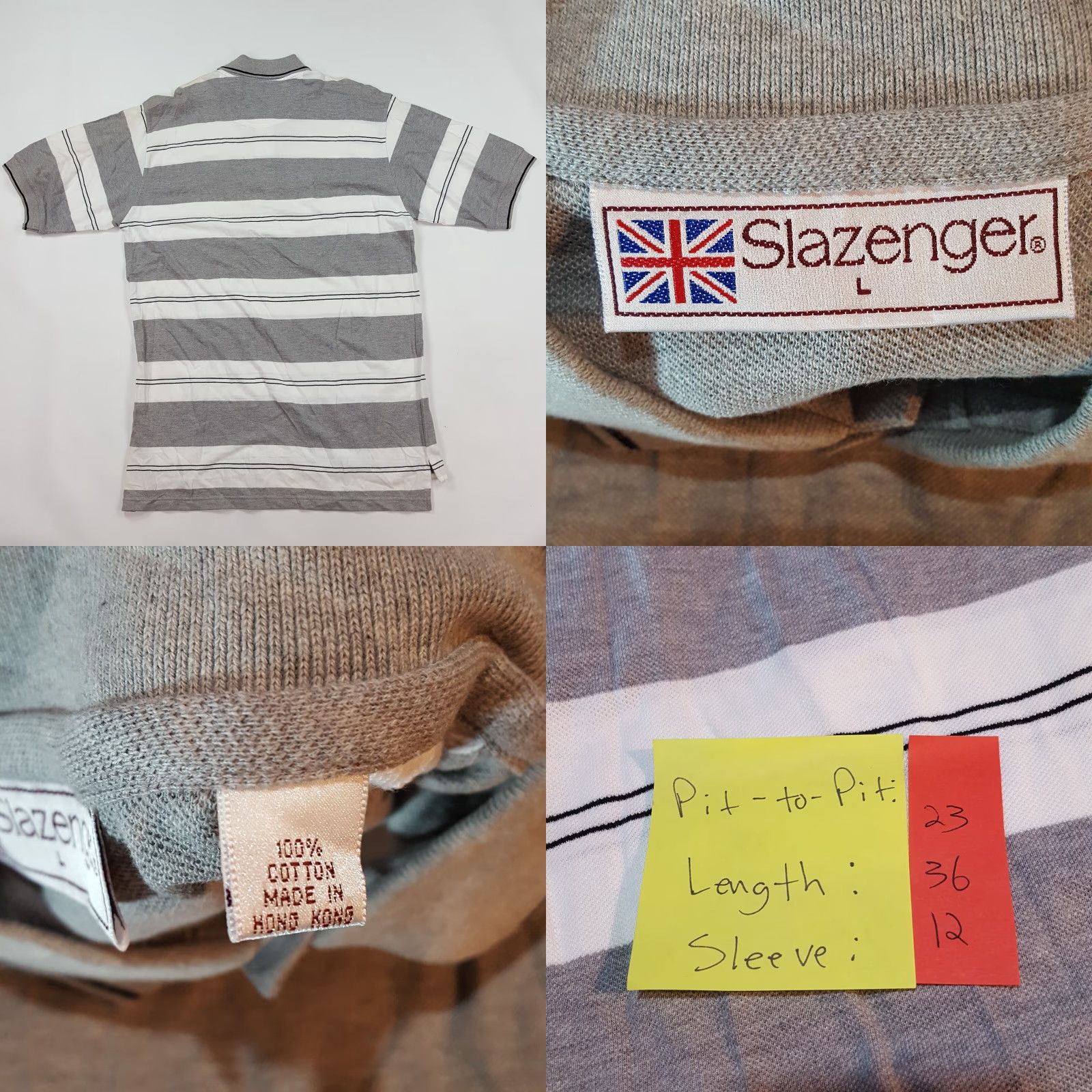 Vintage VINTAGE Slazenger PGA Golf Polo Shirt Gray Striped Embroidered Logo Large Men's Casual Retro Preppy Sports Shirt Size US L / EU 52-54 / 3 - 8 Thumbnail