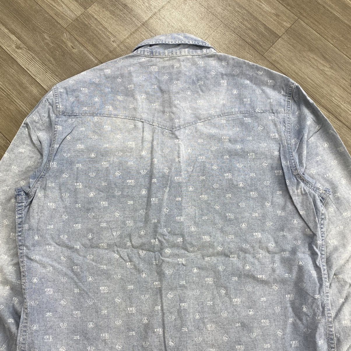 Japanese Brand Vintage True Religion Monogram Print Logo Faded Denim Shirt Size US M / EU 48-50 / 2 - 13 Thumbnail
