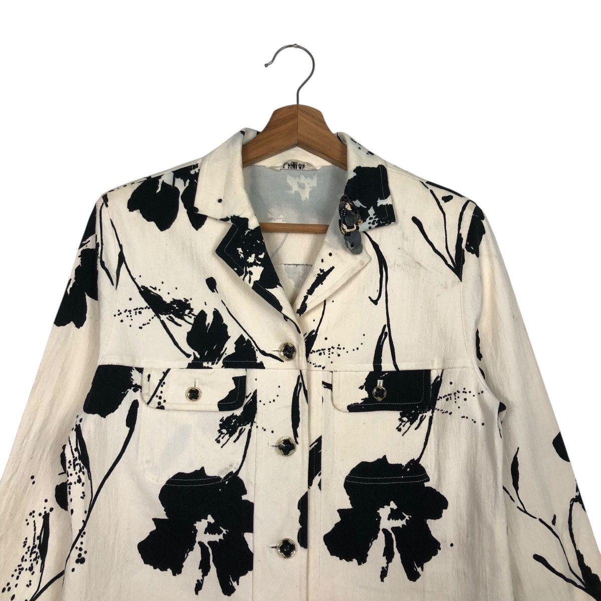 Japanese Brand 📌Vintage Cropped Chore Jacket Floral Ripption Issey Miyake Size M / US 6-8 / IT 42-44 - 4 Thumbnail
