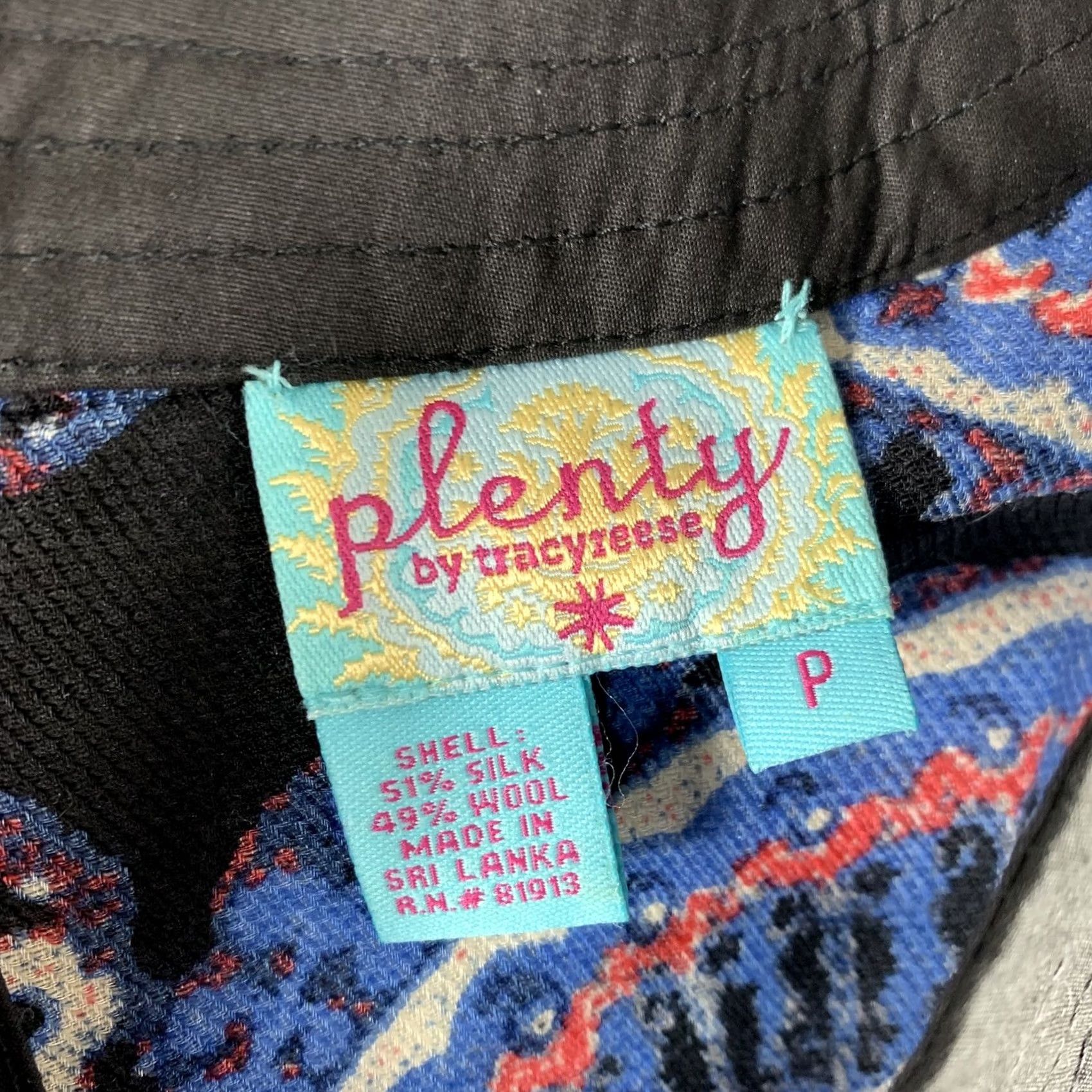 Anthropologie VINTAGE Anthropologie Plenty by Tracy Reese Womens Boho Blouse Silk Wool Blue SZ P Size S / US 4 / IT 40 - 2 Thumbnail