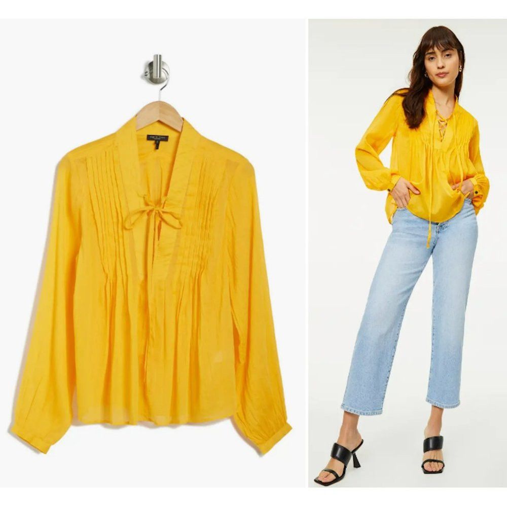 Rag & Bone NWT New $325 Rag & Bone Sachi Lace-Up Split Neck Silk Blend Size S / US 4 / IT 40 - 1 Thumbnail