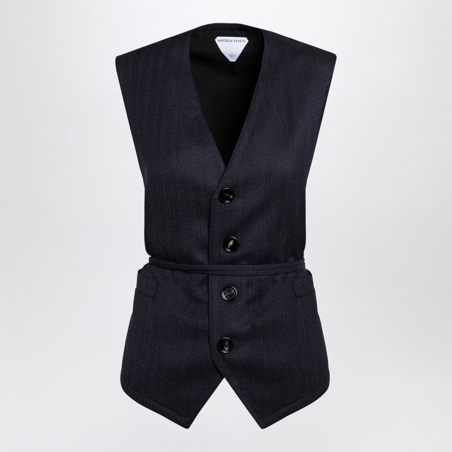 Bottega Veneta o1d2blof0824 Wool Waistcoat in Blue & Black Size XS / US 0-2 / IT 36-38 - 1 Thumbnail
