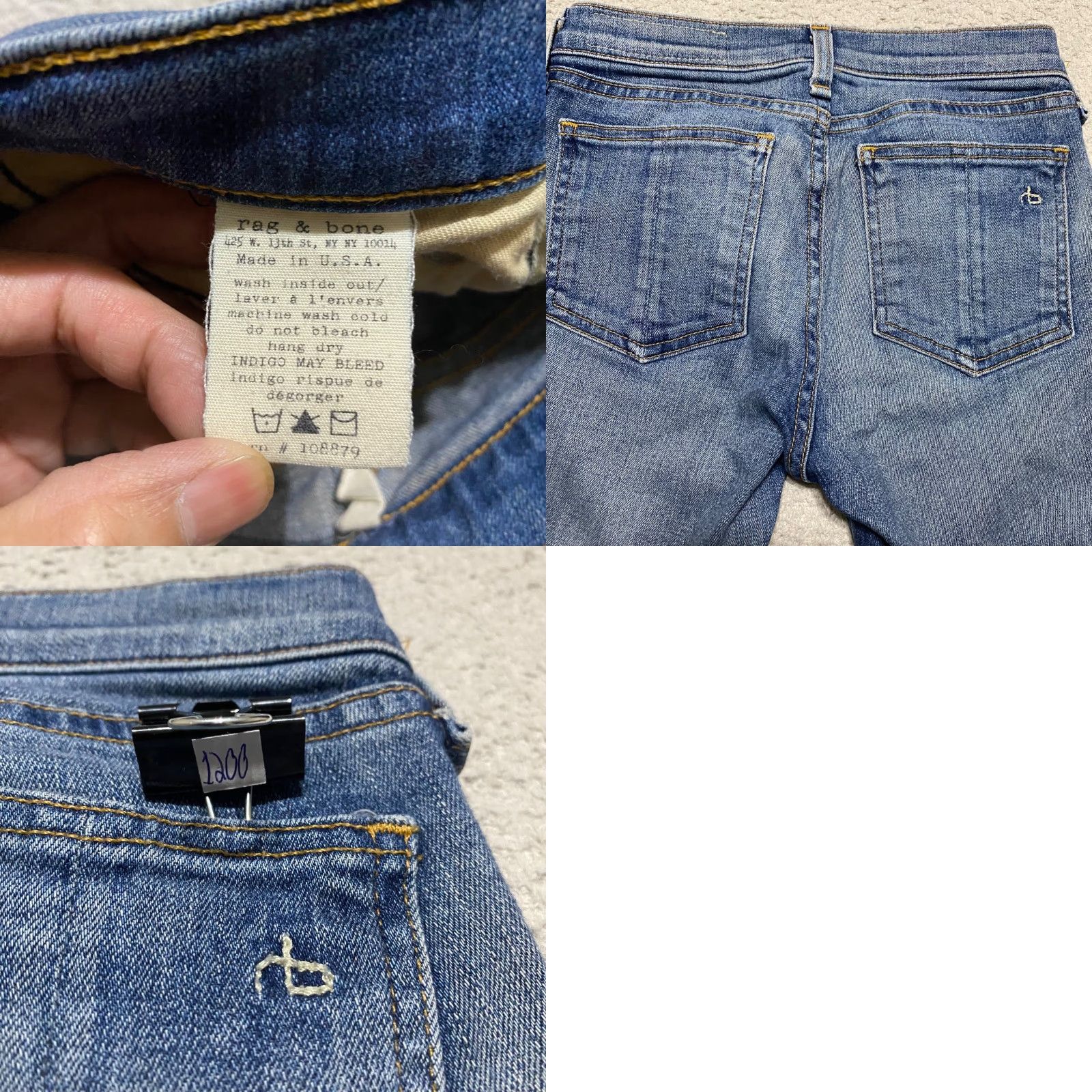 Rag & Bone VINTAGE Rag & Bone Womens Jeans Blue Denim Medium Wash Skinny Distressed Low Rise 24 5-Pocket Design Rise High Relaxed? Size 42" / US 20 - 9 Thumbnail