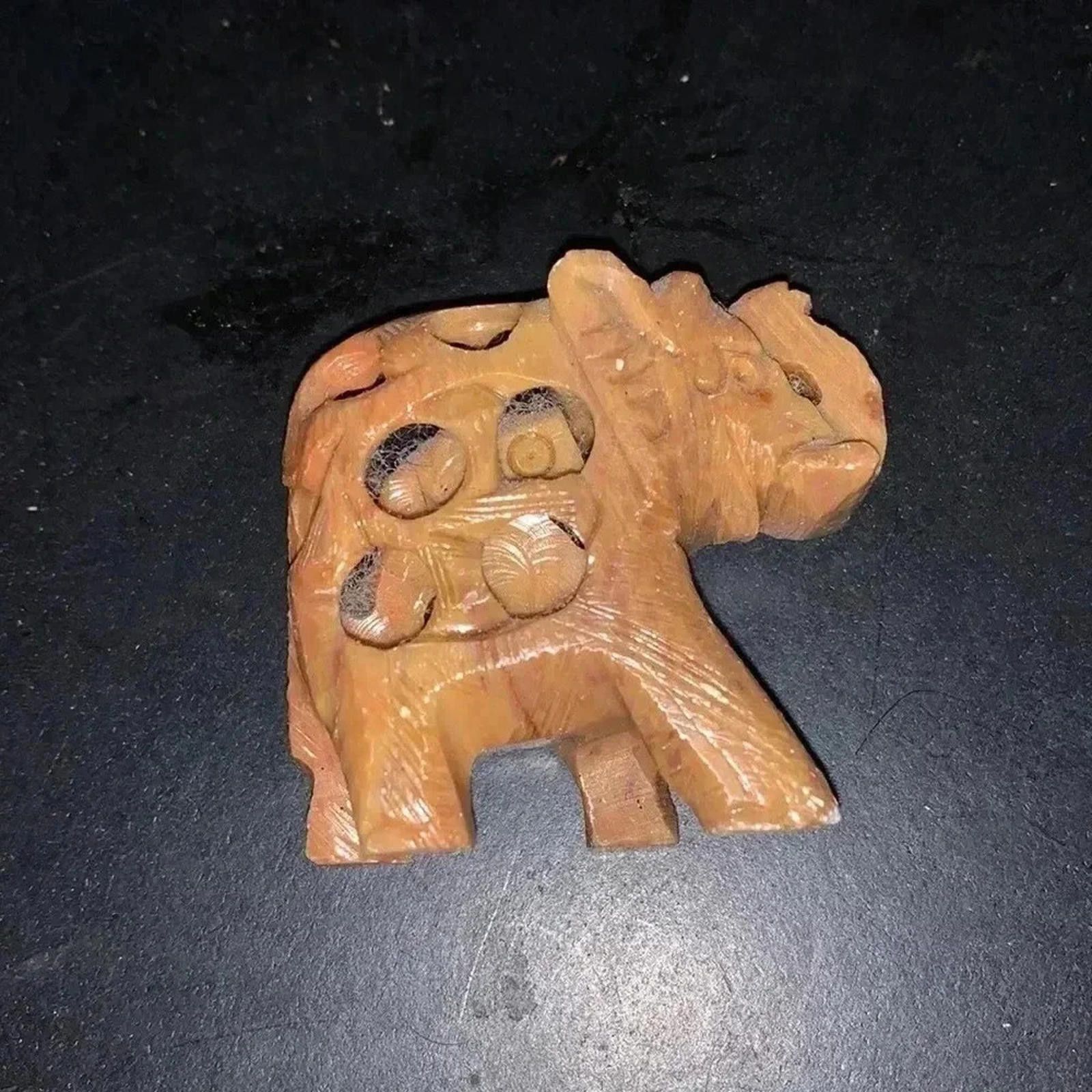 Designer Hand carved elephant with baby inside Size ONE SIZE - 4 Thumbnail