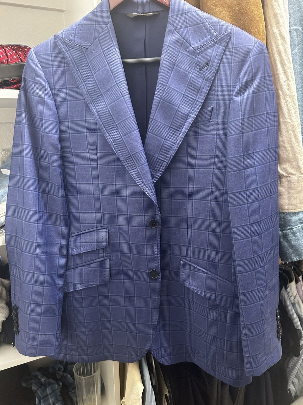 Suitsupply 1299$ Suit jacket (415$), blue suit Neo-Italy style Size 44S - 1 Thumbnail