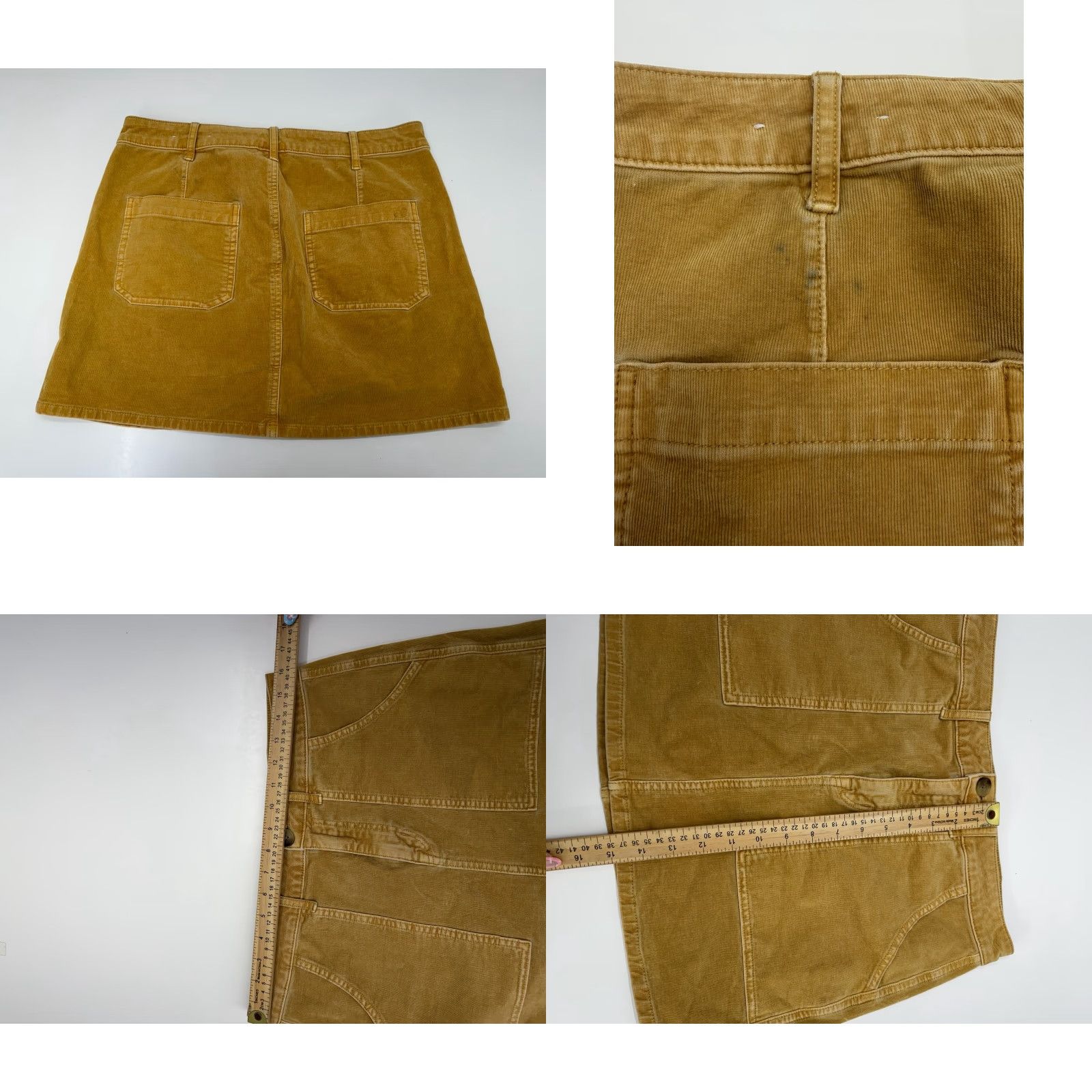 American Eagle Outfitters American Eagle Outfitters Skirt Women's Size 10 Hi-Rise A-Line Yellow Ribbed Velour Short Length Zip-Accented Casual Workwear Size 32" / US 10 / IT 46 - 8 Thumbnail