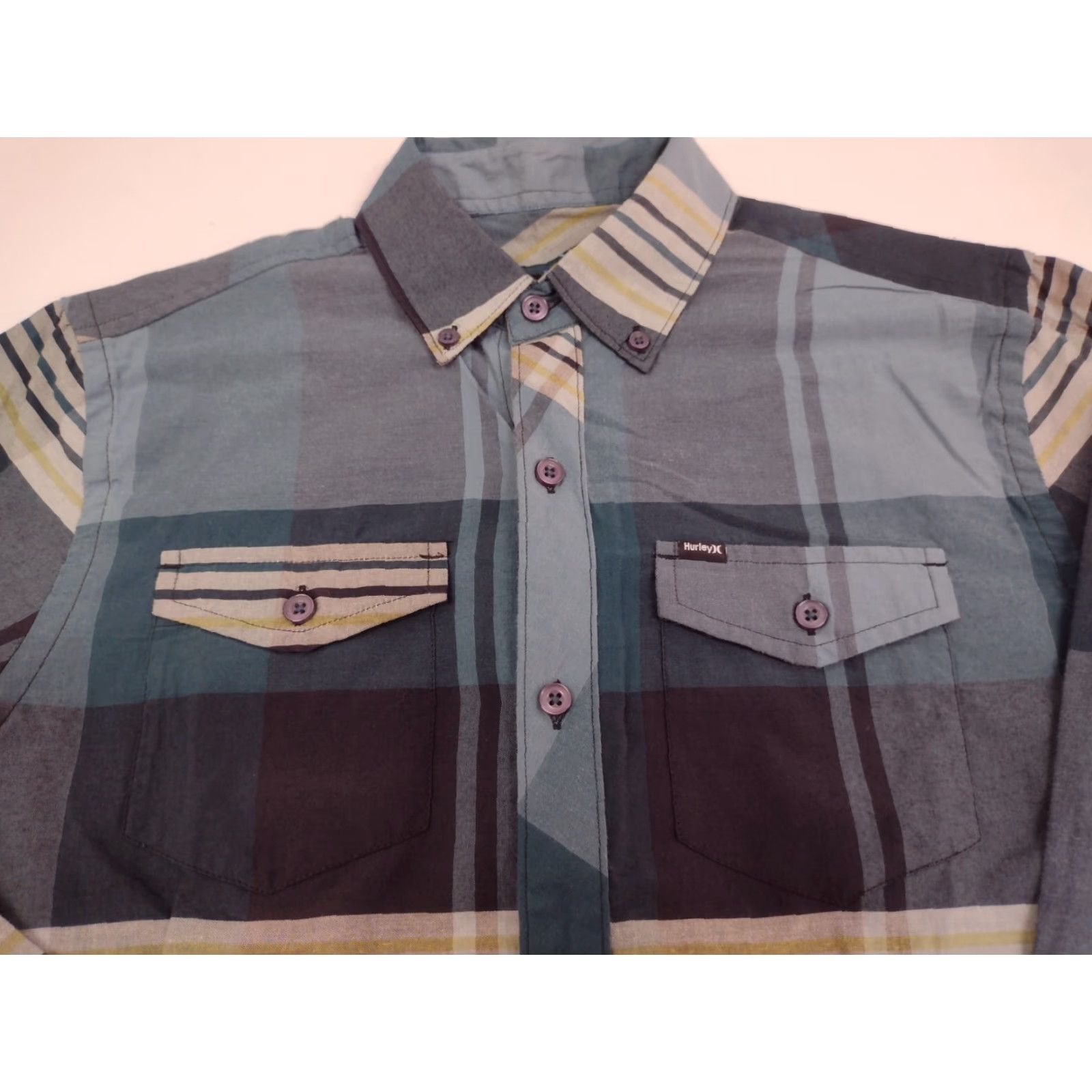 Hurley Hurley Men’s Long Sleeve Button Down Shirt Size Small Cotton/Poly #2378 Plaid Blue Multicolor Button-Down Collar Beach Pocket Regular Mens Size US S / EU 44-46 / 1 - 4 Thumbnail