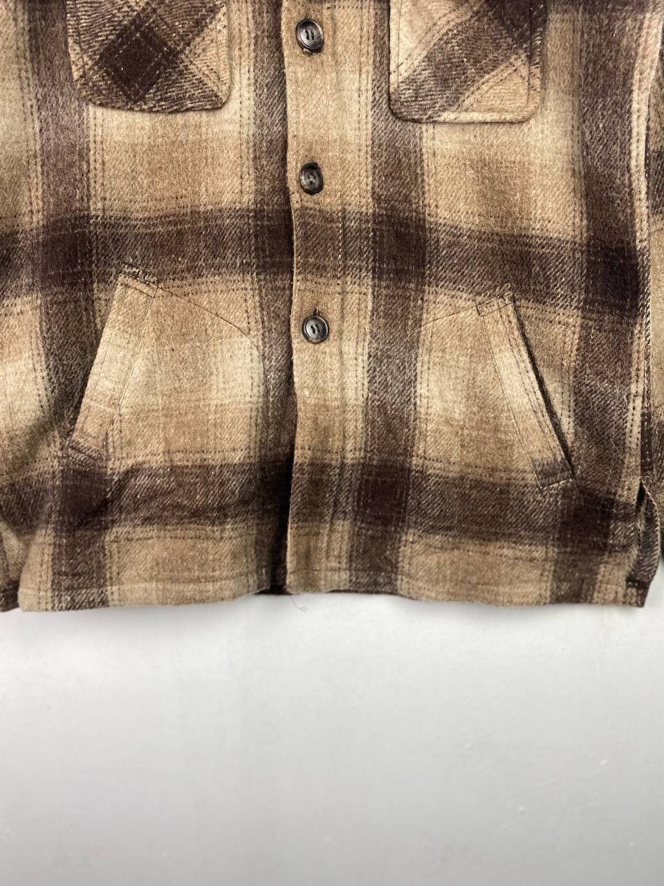 Japanese Brand vintage japanese brand wool shadow plaid flannel jacket Size US L / EU 52-54 / 3 - 3 Thumbnail