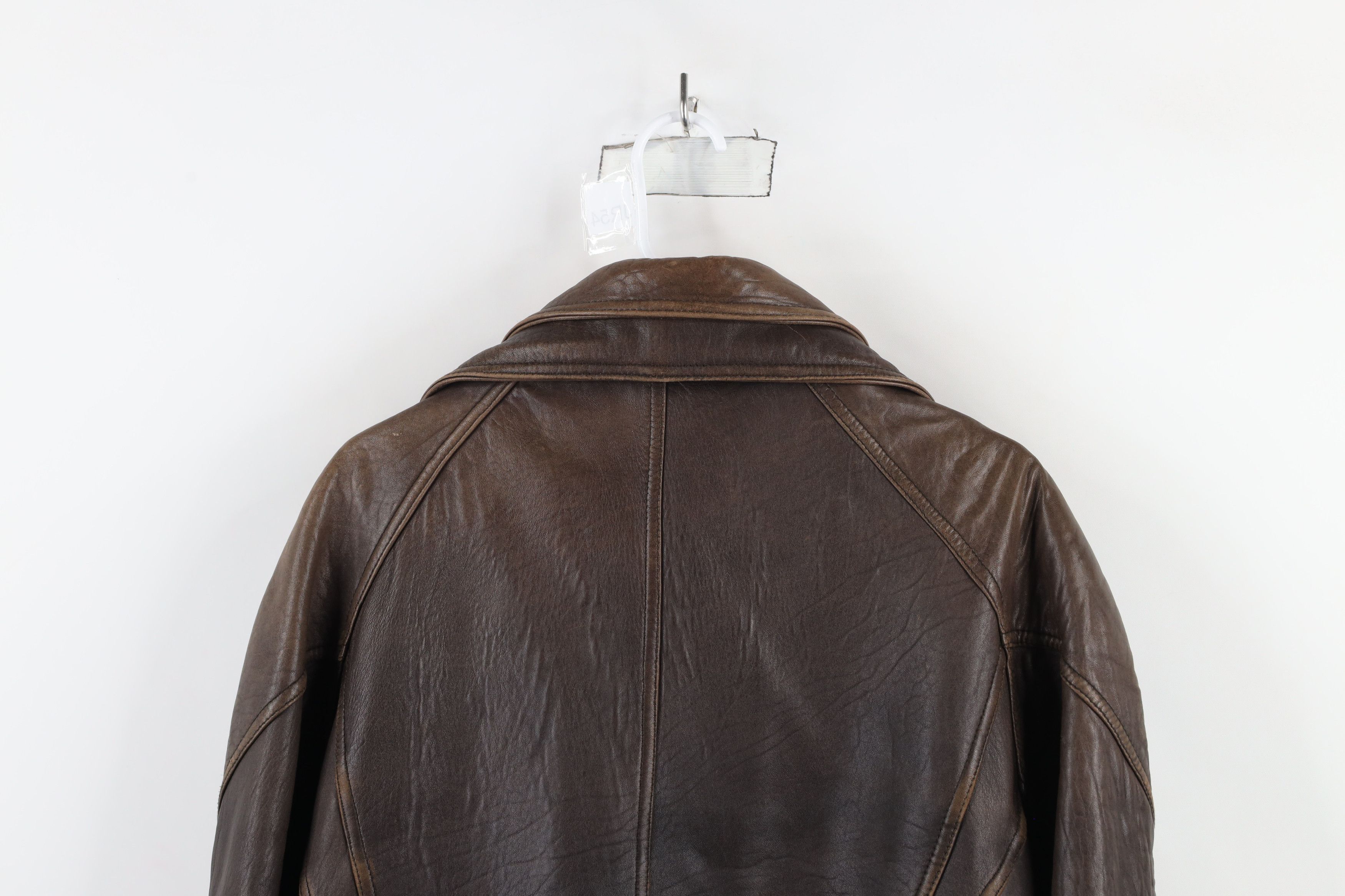Vintage Vintage 90s Streetwear Leather Flight Bomber Jacket Brown Size US L / EU 52-54 / 3 - 14 Thumbnail