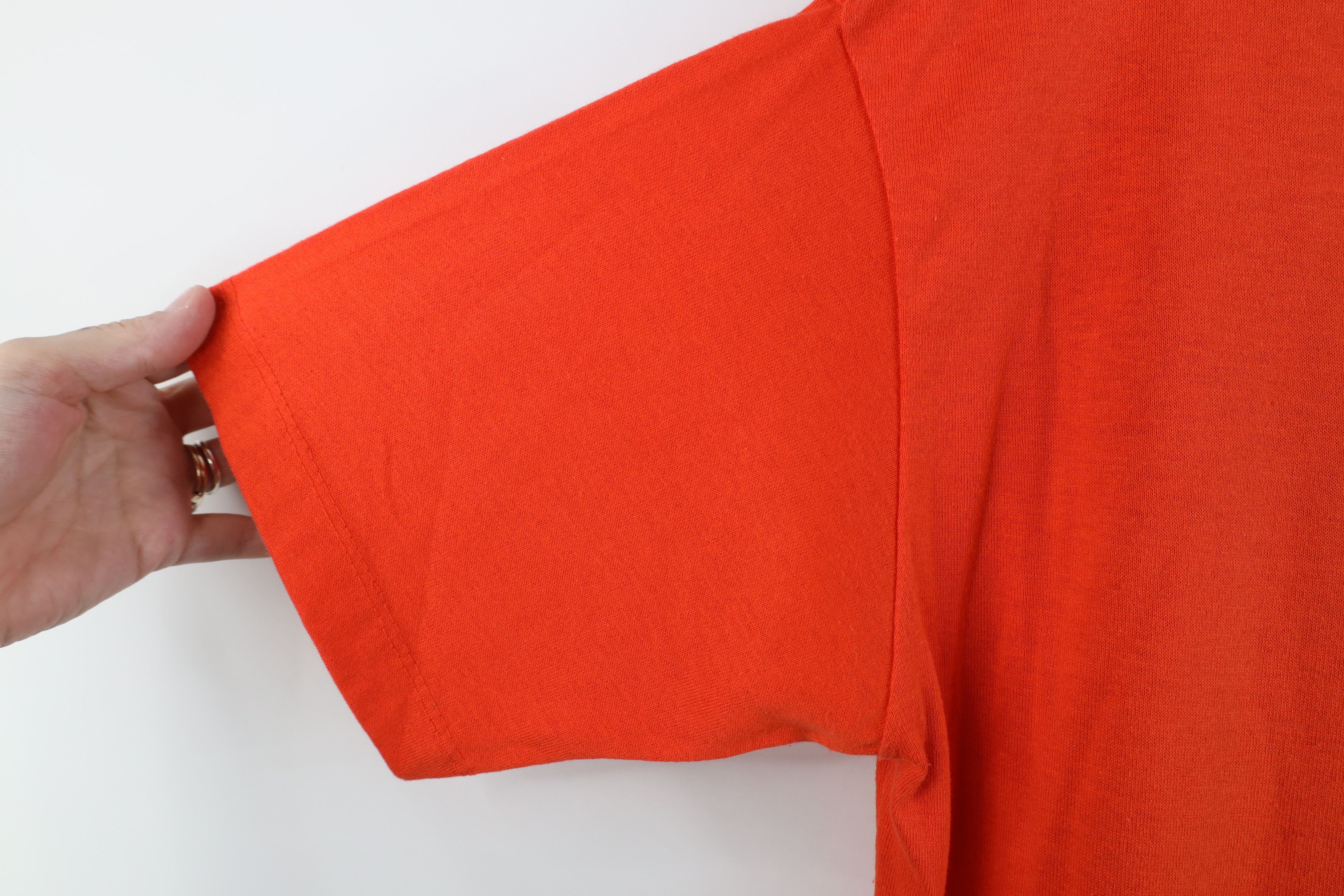 Vintage Vintage 70s Streetwear Thin Blank Pocket T-Shirt Orange USA Size L / US 10 / IT 46 - 6 Thumbnail