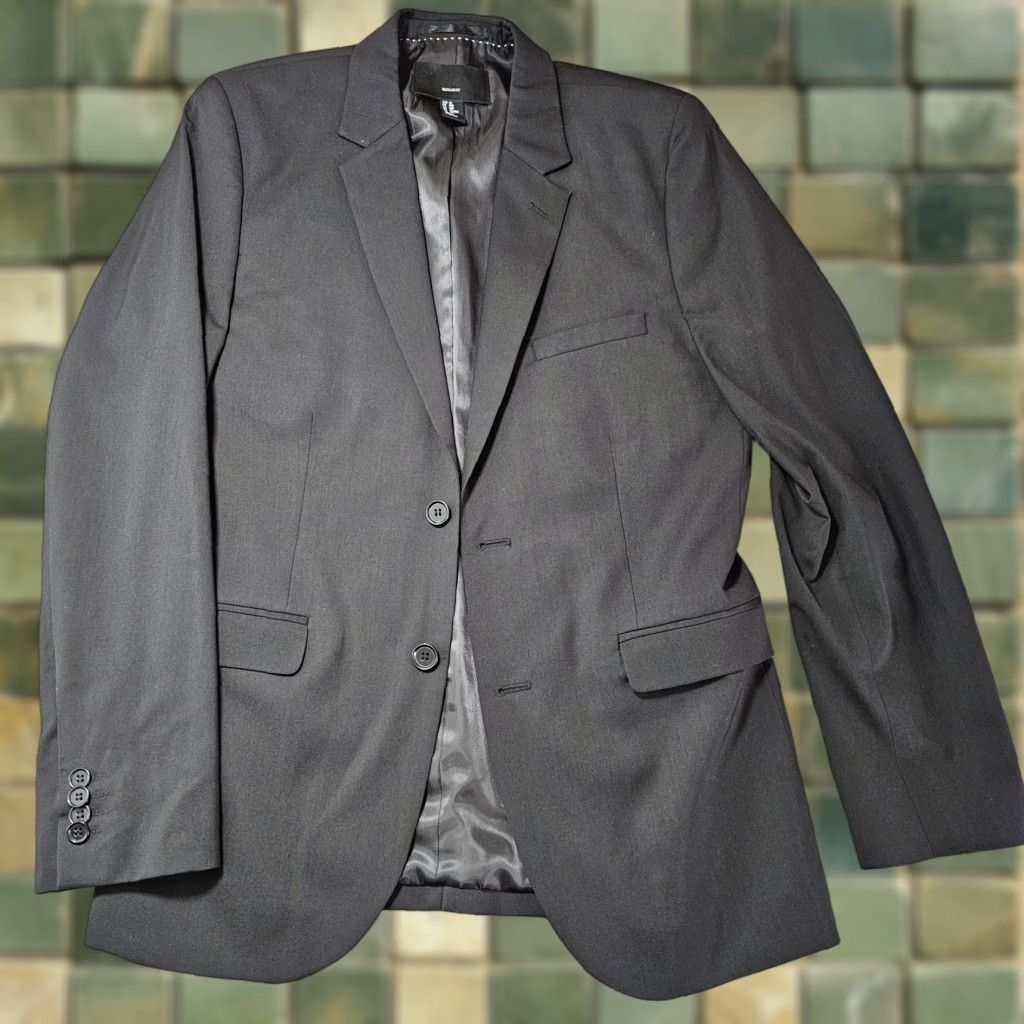 H&M H&M Blazer Mens 38R Black Regular Fit Blazer Jacket Single-Breasted 2-Button Notch Lapel Dry Clean Only Vintage No Size 38R - 1 Thumbnail