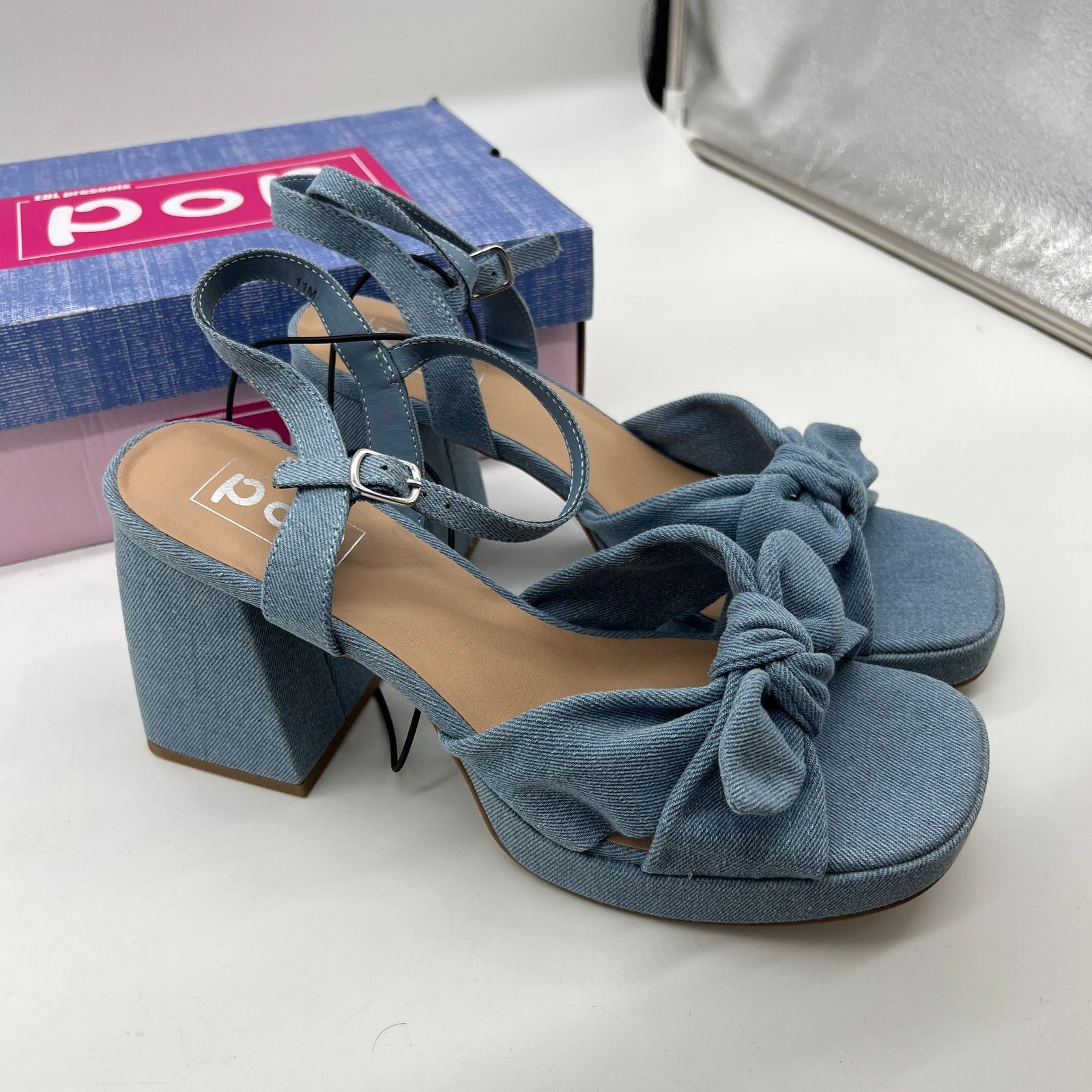 Other Pop Womens Giving Heeled Sandals Chambray Blue Size US 11 / IT 41 - 10 Thumbnail