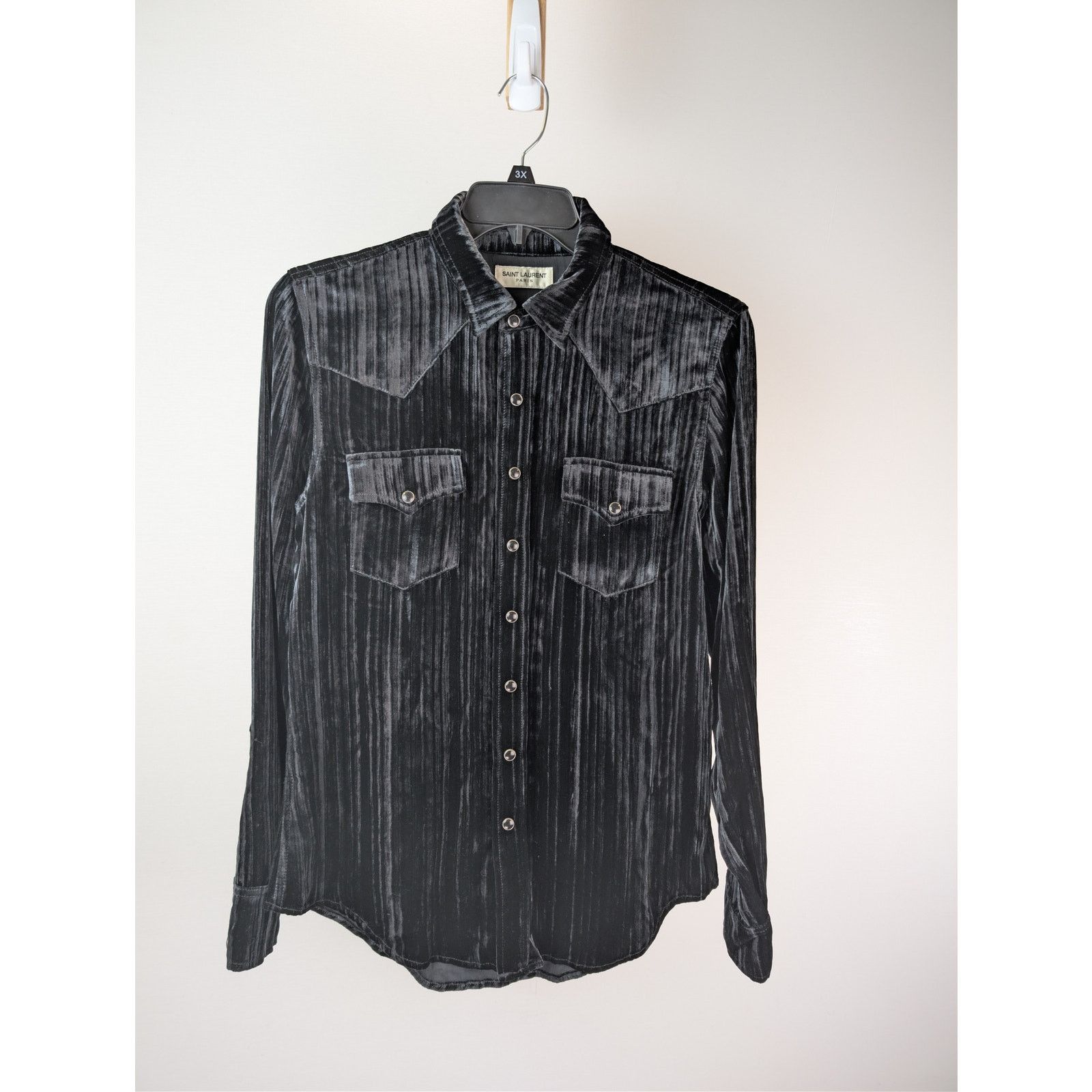 Saint Laurent Paris o1rshd1 CC20 Devore Ribbed Velvet Classic Western Shirt Size US M / EU 48-50 / 2 - 8 Thumbnail
