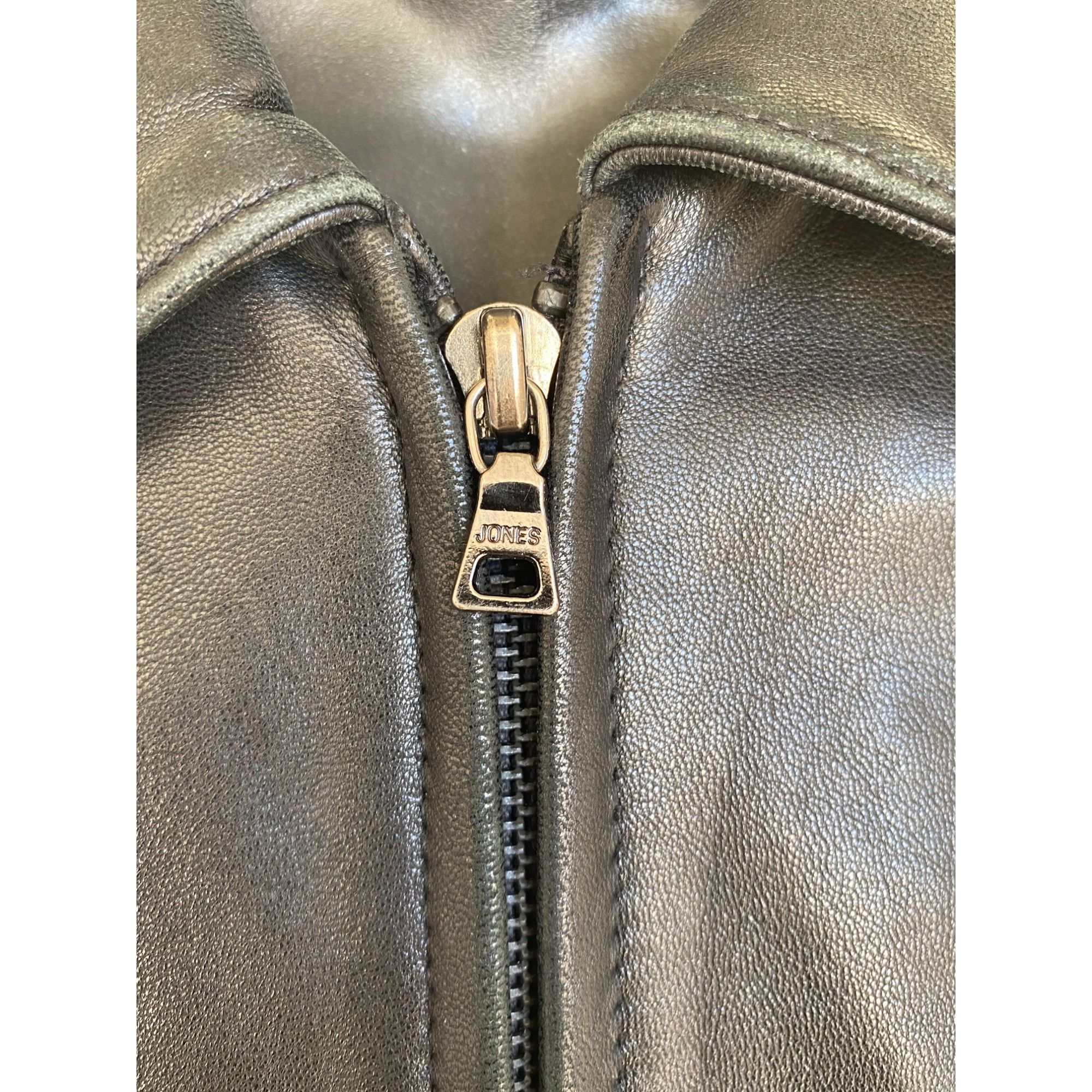 Jones New York Womens Jones New York Black Leather Jacket Coat Size M / US 6-8 / IT 42-44 - 9 Thumbnail