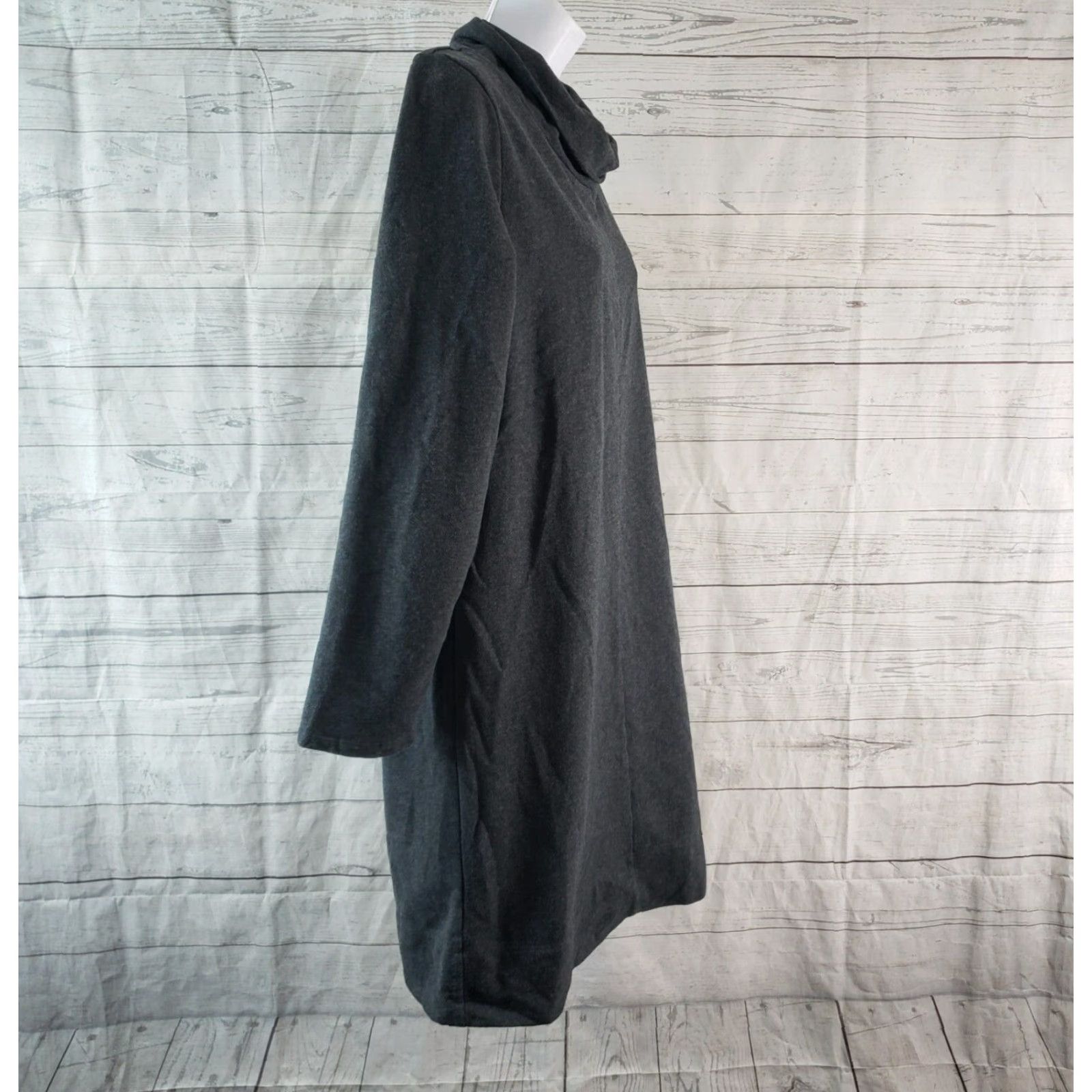 J. Jill Pure Jill Womens Tunic Top M Gray Long Sleeve Cowl Neck Cotton Blend Size M / US 6-8 / IT 42-44 - 3 Thumbnail