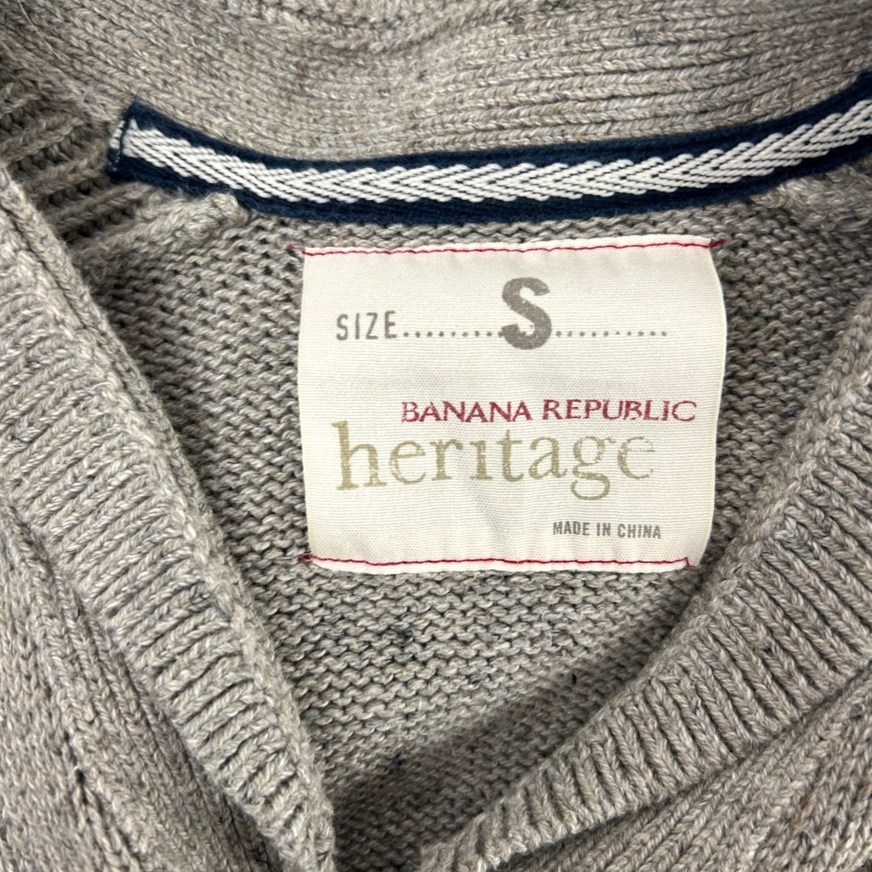 Banana Republic VINTAGE Banana Republic Heritage Mens Gray Speckled 1/4 Zip Sweater Size S 100 Cotton Size US S / EU 44-46 / 1 - 4 Thumbnail