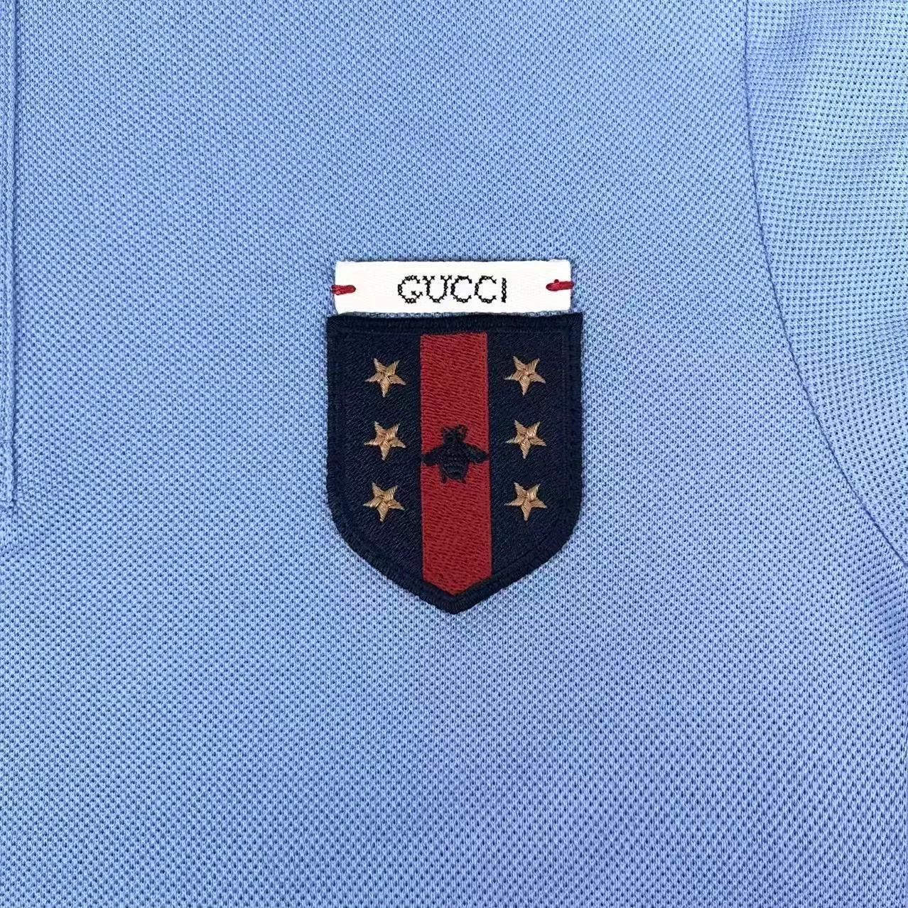 Gucci Gucci Light Blue Embroidered Shield Bee Star M Polo Size US M / EU 48-50 / 2 - 4 Thumbnail