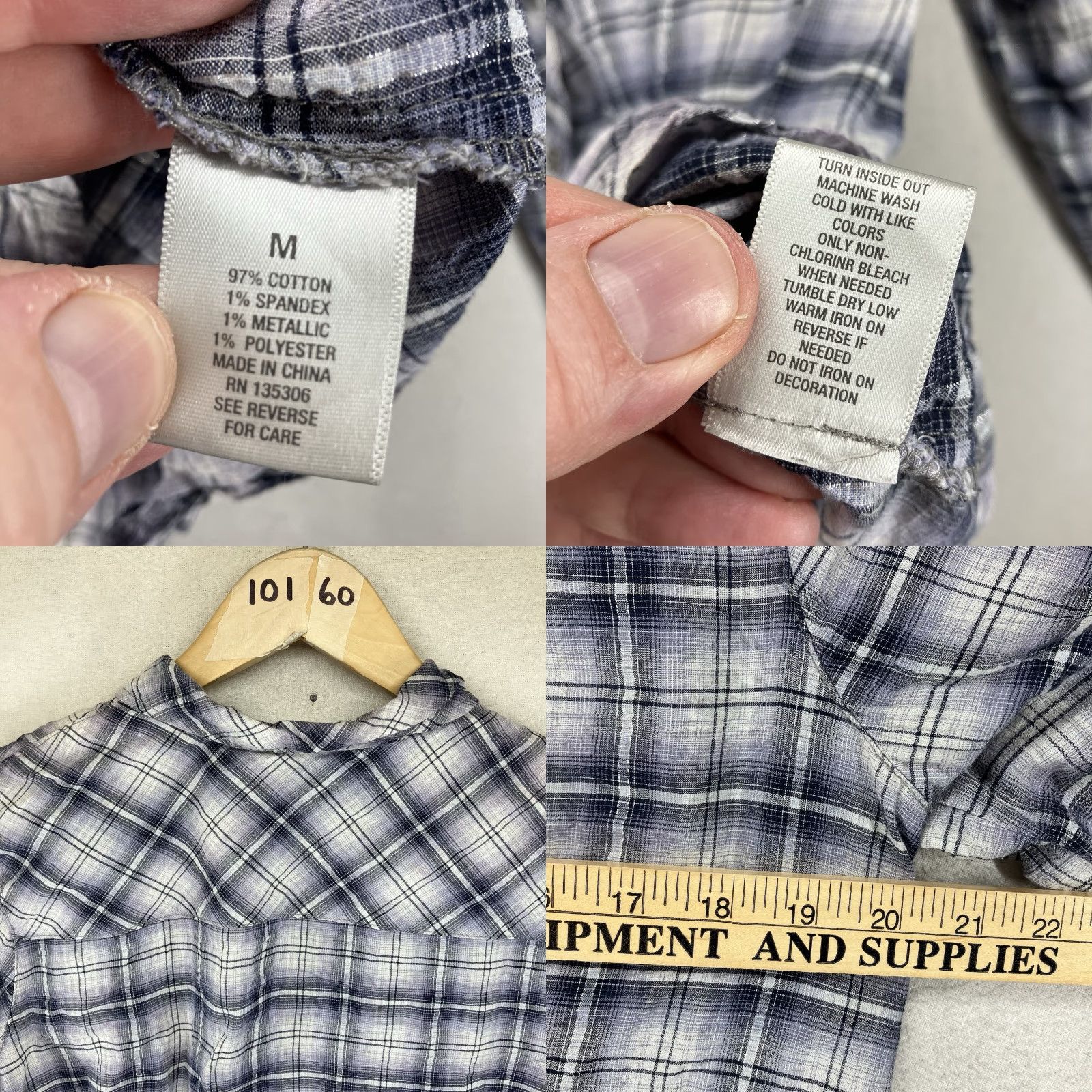 Vintage Dressbarn Women's Western Shirt Plaid Button-Up 90s Purple M Long Sleeve Roll Tab Collar Lightweight Metallic Accents Bling Shoulders Cowgirl Casual Size M / US 6-8 / IT 42-44 - 10 Thumbnail
