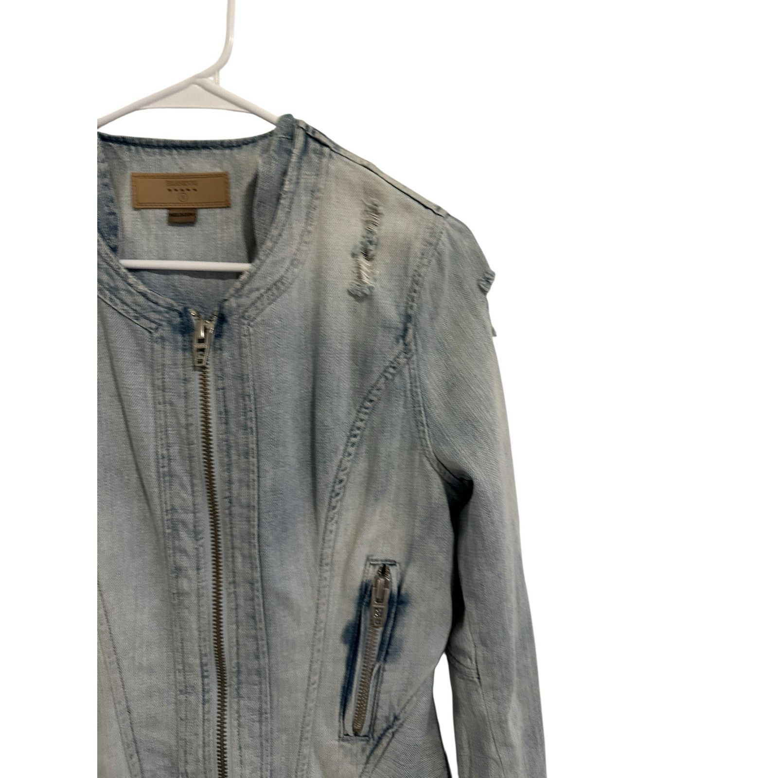 BLANKNYC BLANK NYC Blue Long Sleeve Zip Pocket Denim Zip Up Jacket Size S / US 4 / IT 40 - 6 Thumbnail