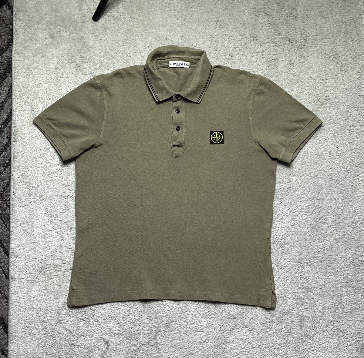 Stone Island Vintage Khaki Polo T-Shirt Basic Stone Island Basic Logo Size US M / EU 48-50 / 2 - 1 Thumbnail