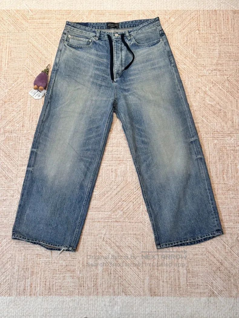 Balenciaga Balenciaga size XS Drawstring Destroyed Washed Baggy Jeans Size US 27 - 2 Thumbnail