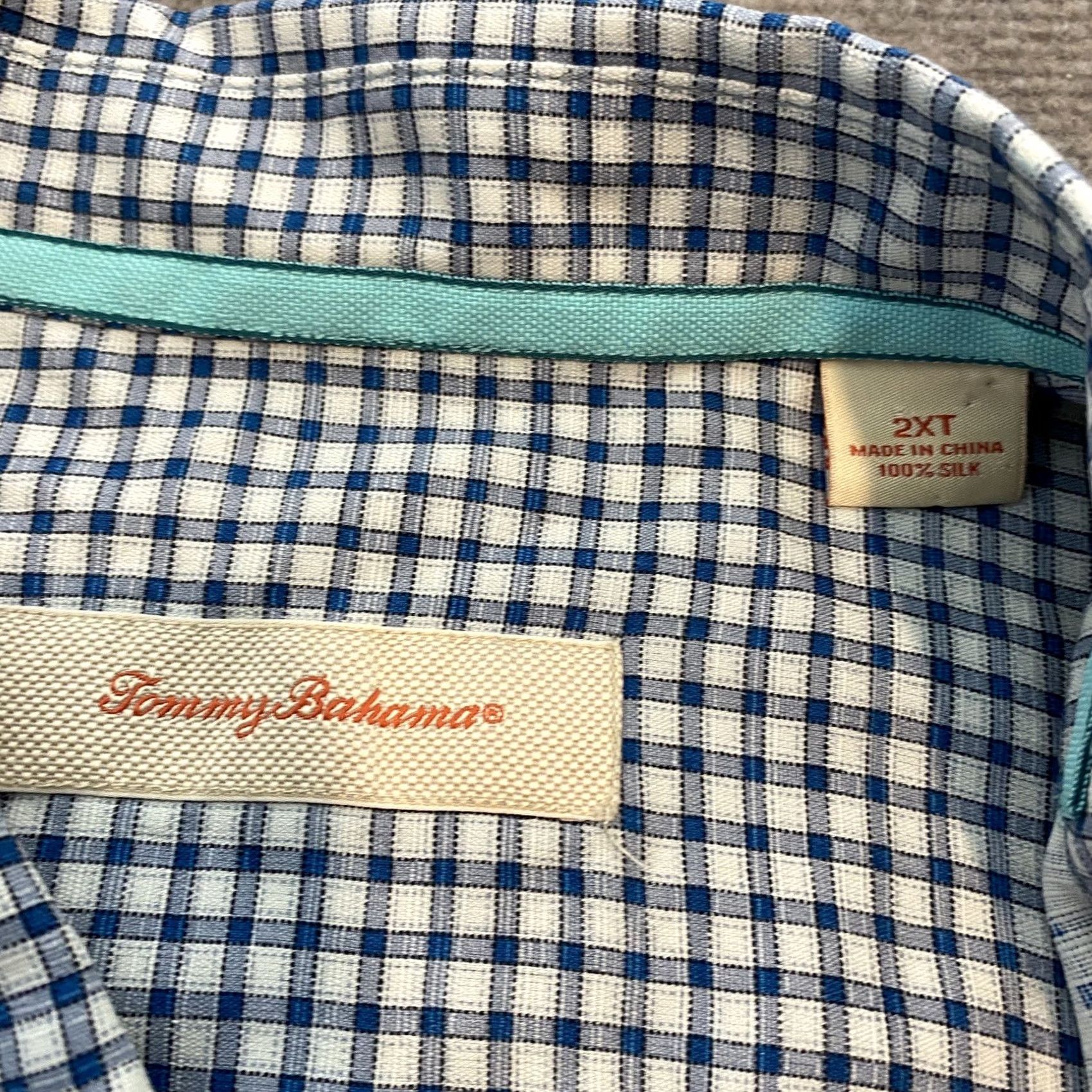 Tommy Bahama Tommy Bahama Silk Shirt Mens 2XL Button-Up Short Sleeve Plaid Multicolor Hawaiian Logo Size US XXL / EU 58 / 5 - 4 Thumbnail