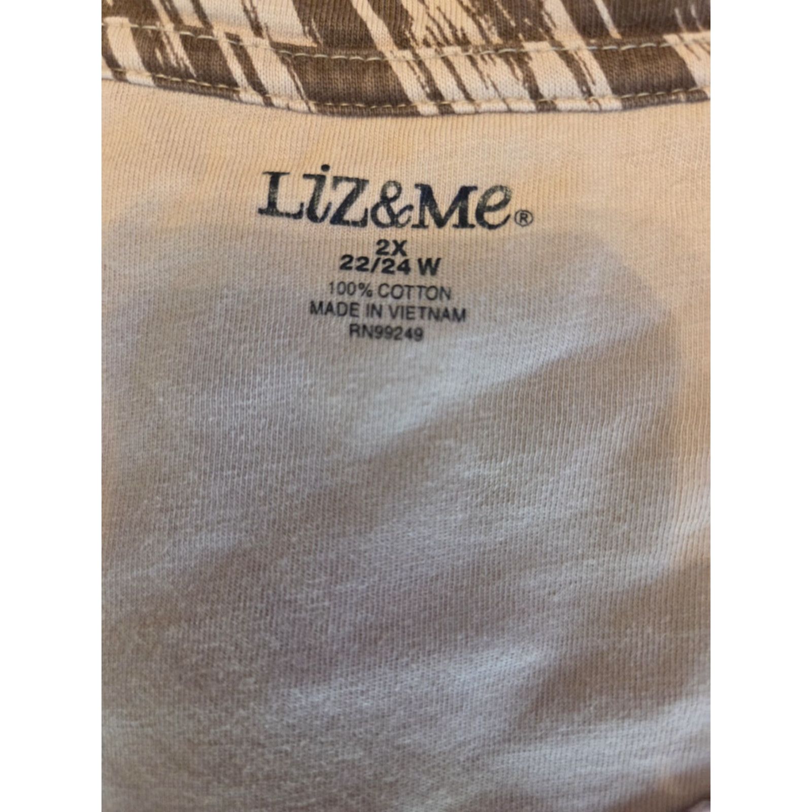 Vintage Liz & Me Tan Brown Abstract Zebra Stripe Print Short Sleeve Casual Top Shirt 2X Size XXL / US 16-18 / IT 52-54 - 6 Thumbnail