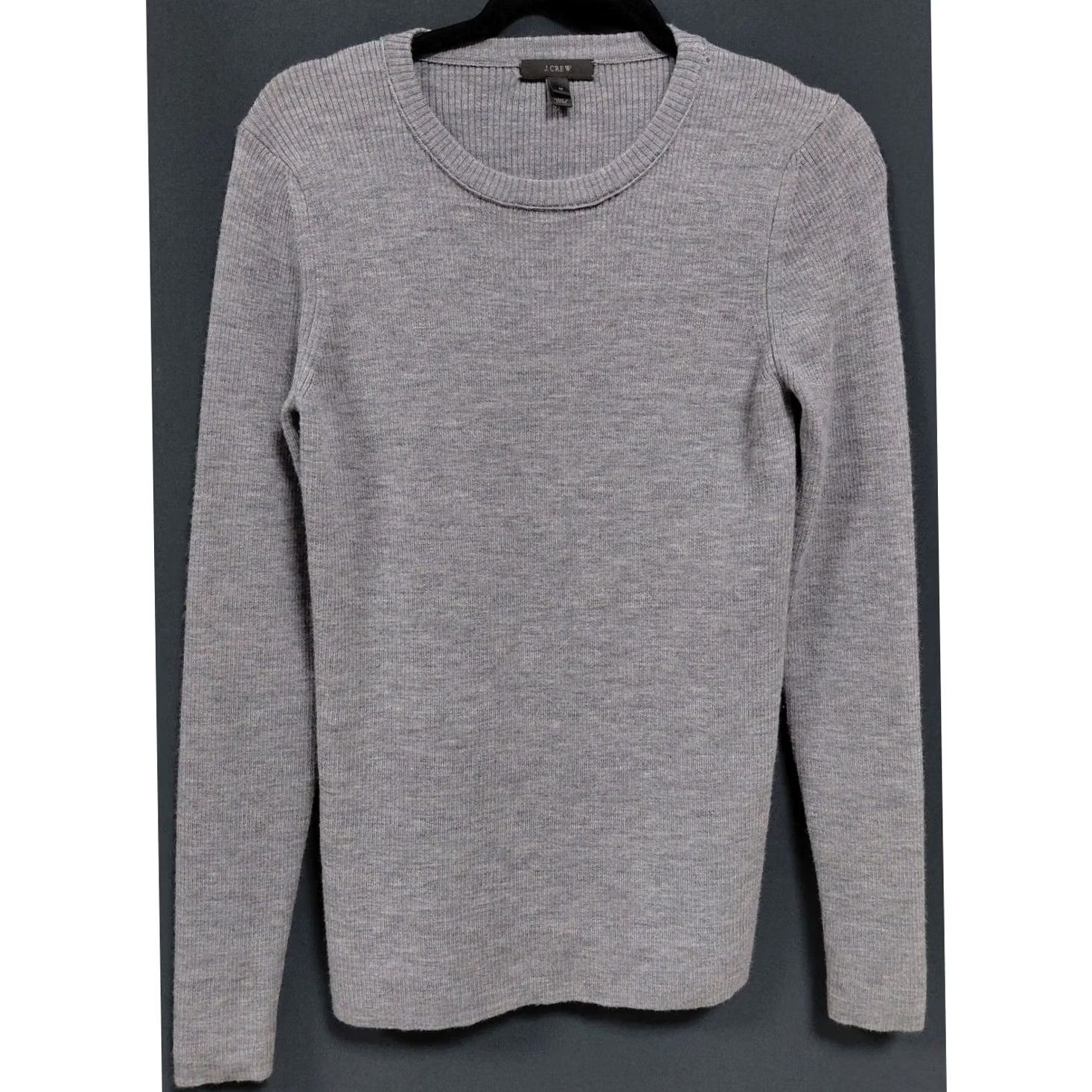 J.Crew J.Crew Merino Wool Blend Sweater Gray Solid Knit Women M Crew Neck Long Sleeve Pullover Fall Winter Spring Casual Workwear Size M / US 6-8 / IT 42-44 - 2 Thumbnail