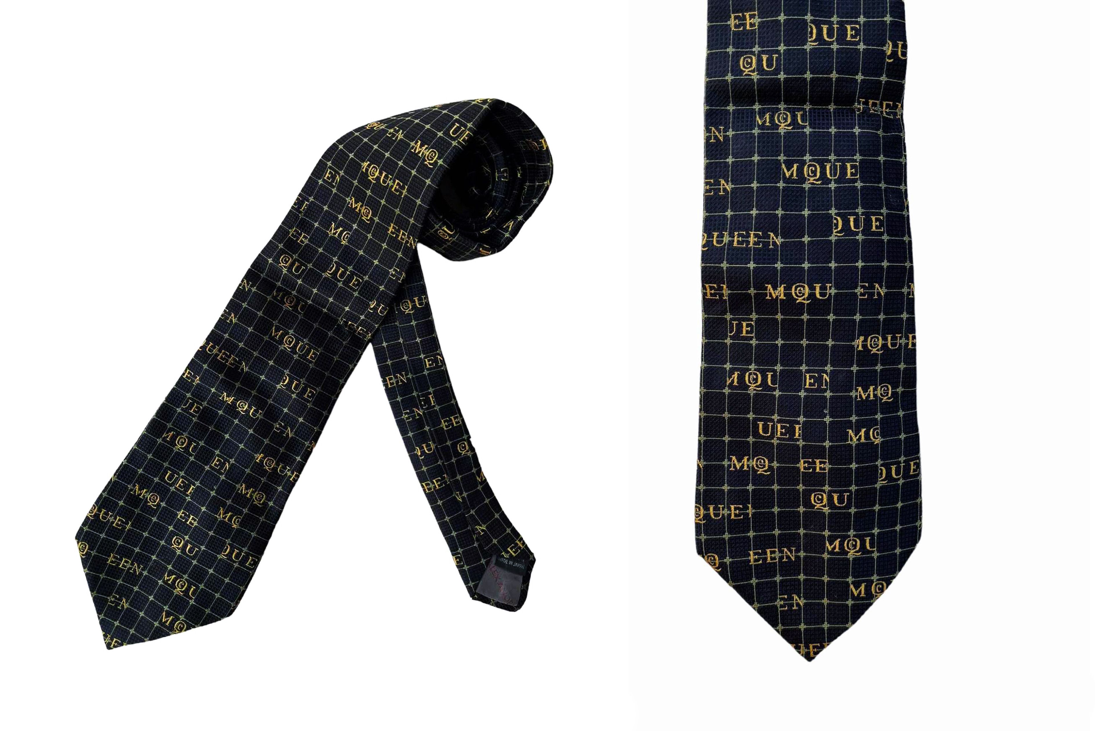Alexander McQueen ALEXANDER MCQUEEN Monogrammed logo printed silk Necktie Size ONE SIZE - 8 Thumbnail