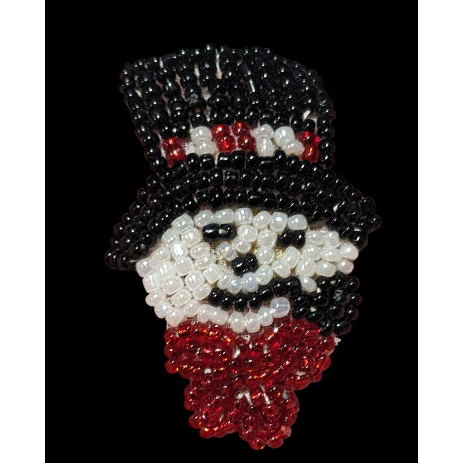 Other Vintage Handmade Glass Beaded Snowman Lapel Pin Size ONE SIZE - 1 Thumbnail