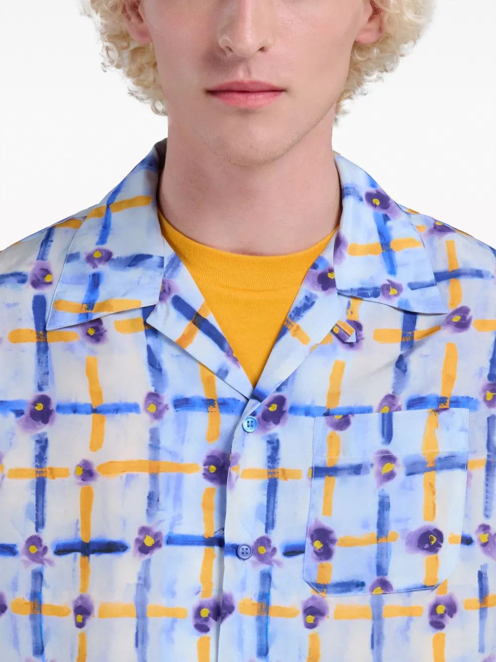 Marni oc11z0525 Graphic-Print Silk Shirt in Multicolor Size US M / EU 48-50 / 2 - 5 Thumbnail