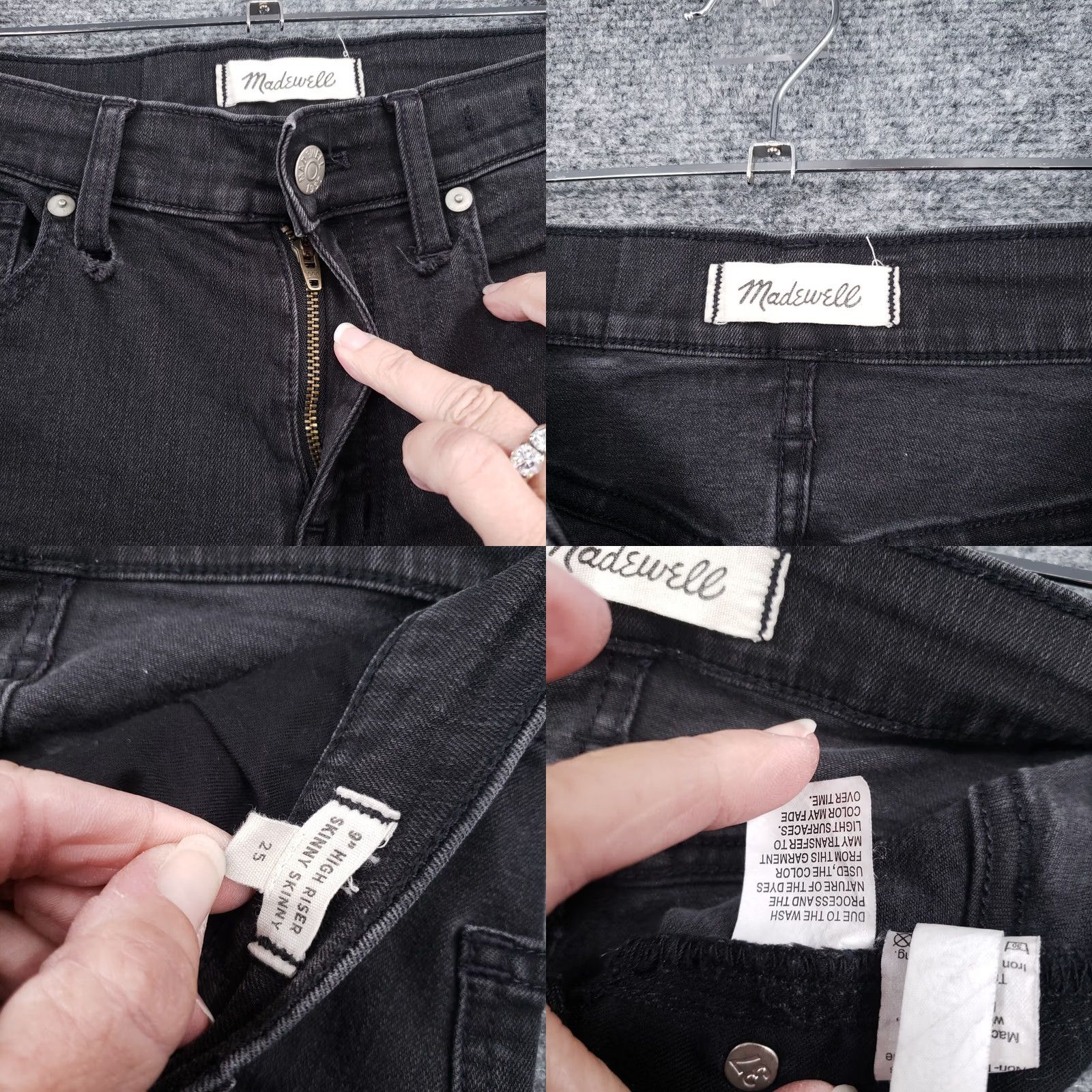 Madewell Madewell Jeans Womens 25 Gray Skinny Stretch High Riser Dark Wash Zip Fly Denim Size 42" / US 20 - 9 Thumbnail