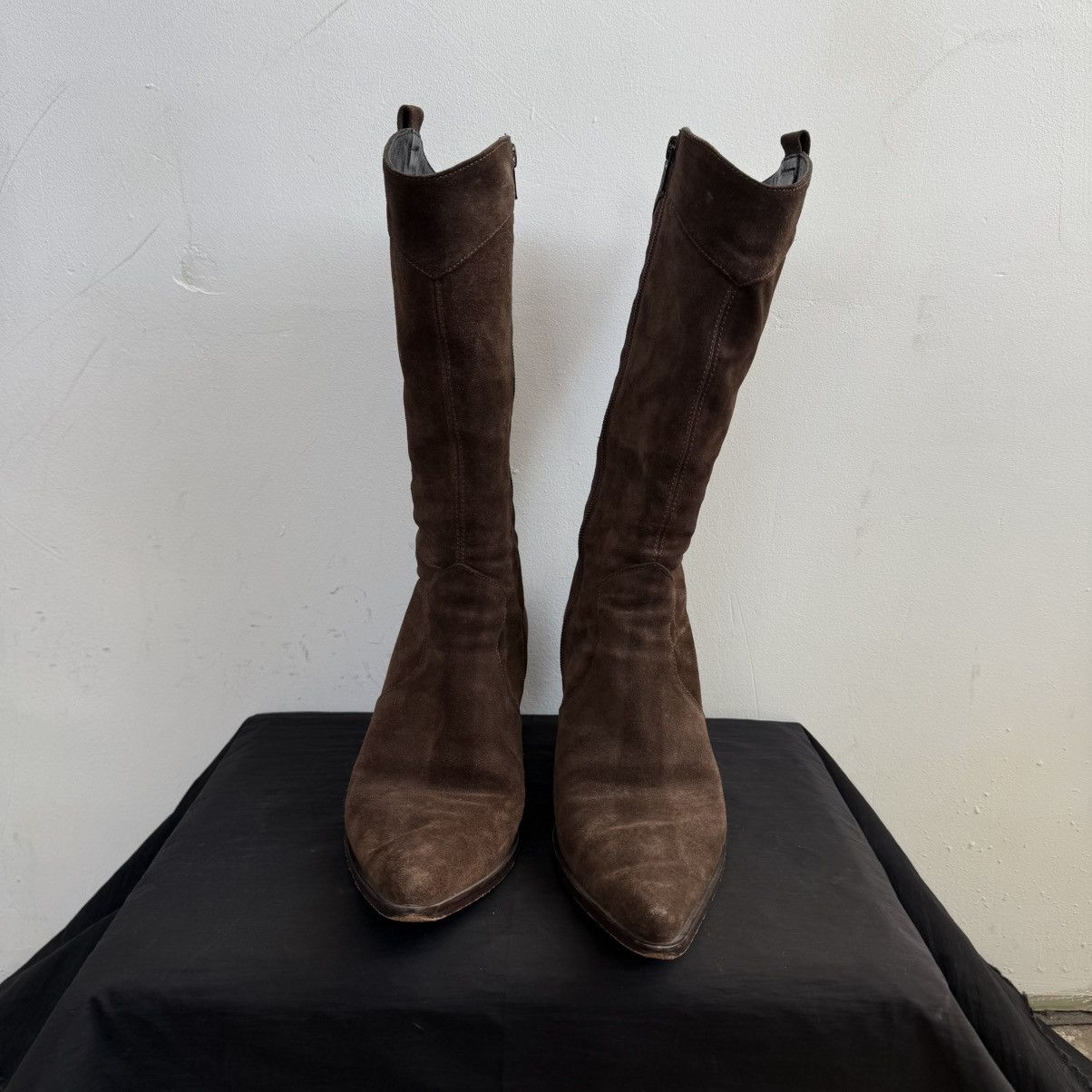 Japanese Brand Vintage Italy Western Brown Suede Boots Size US 10 / IT 40 - 5 Thumbnail