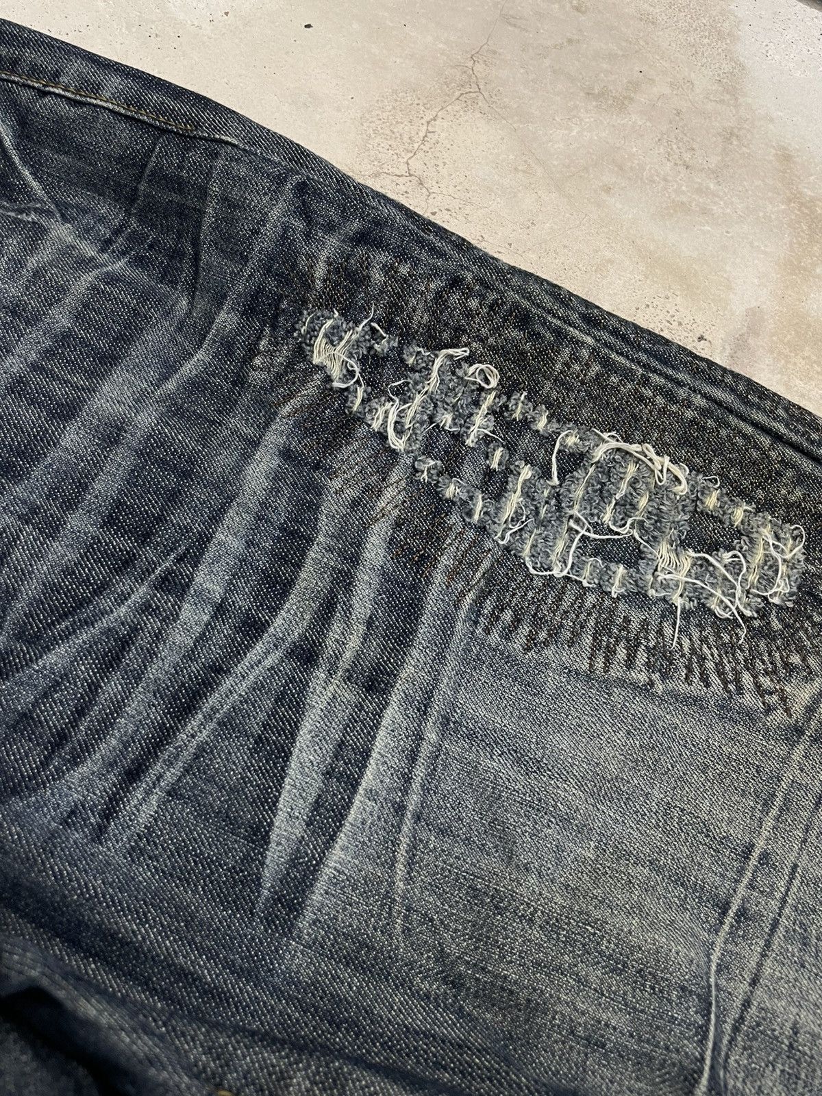 Japanese Brand Morse Code Distressed 3D Whisker Union Jack Gothic Fashion Size US 34 / EU 50 - 12 Thumbnail
