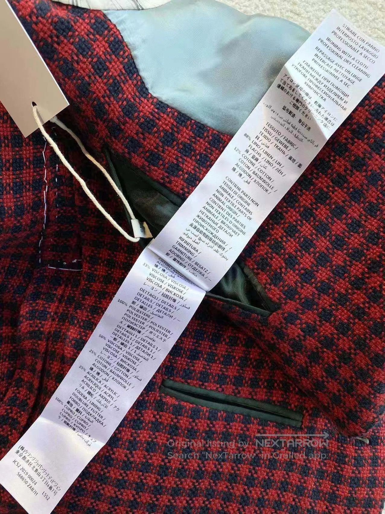 Gucci Guicci Plaid lapel embroidered blazer| Size M / US 6-8 / IT 42-44 - 7 Thumbnail