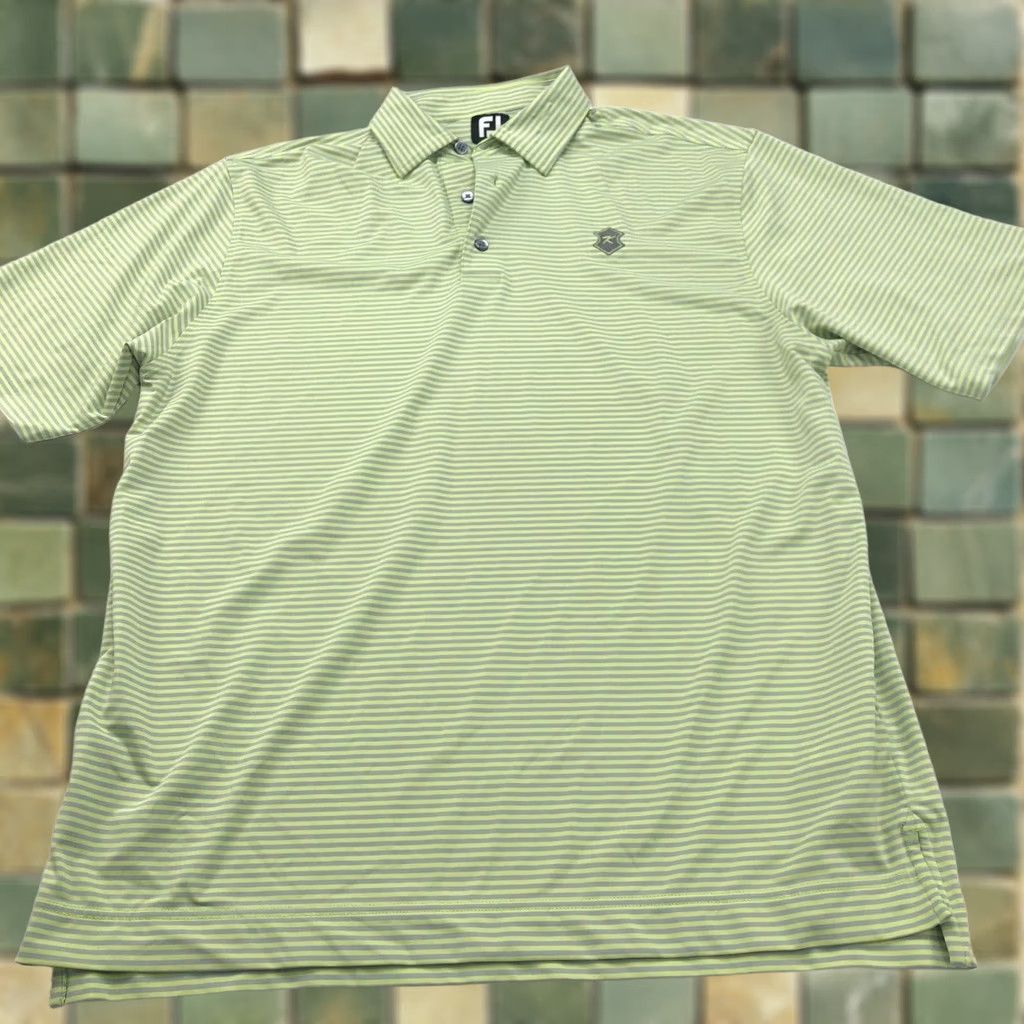 Footjoy FootJoy Polo Shirt Mens Golf SS Stretch Button Striped Large Lime Gray FJ Polo Shirt Comfort, Casual, Travel, Workwear Mens L Gray Button Polo Shirt Size US L / EU 52-54 / 3 - 1 Thumbnail